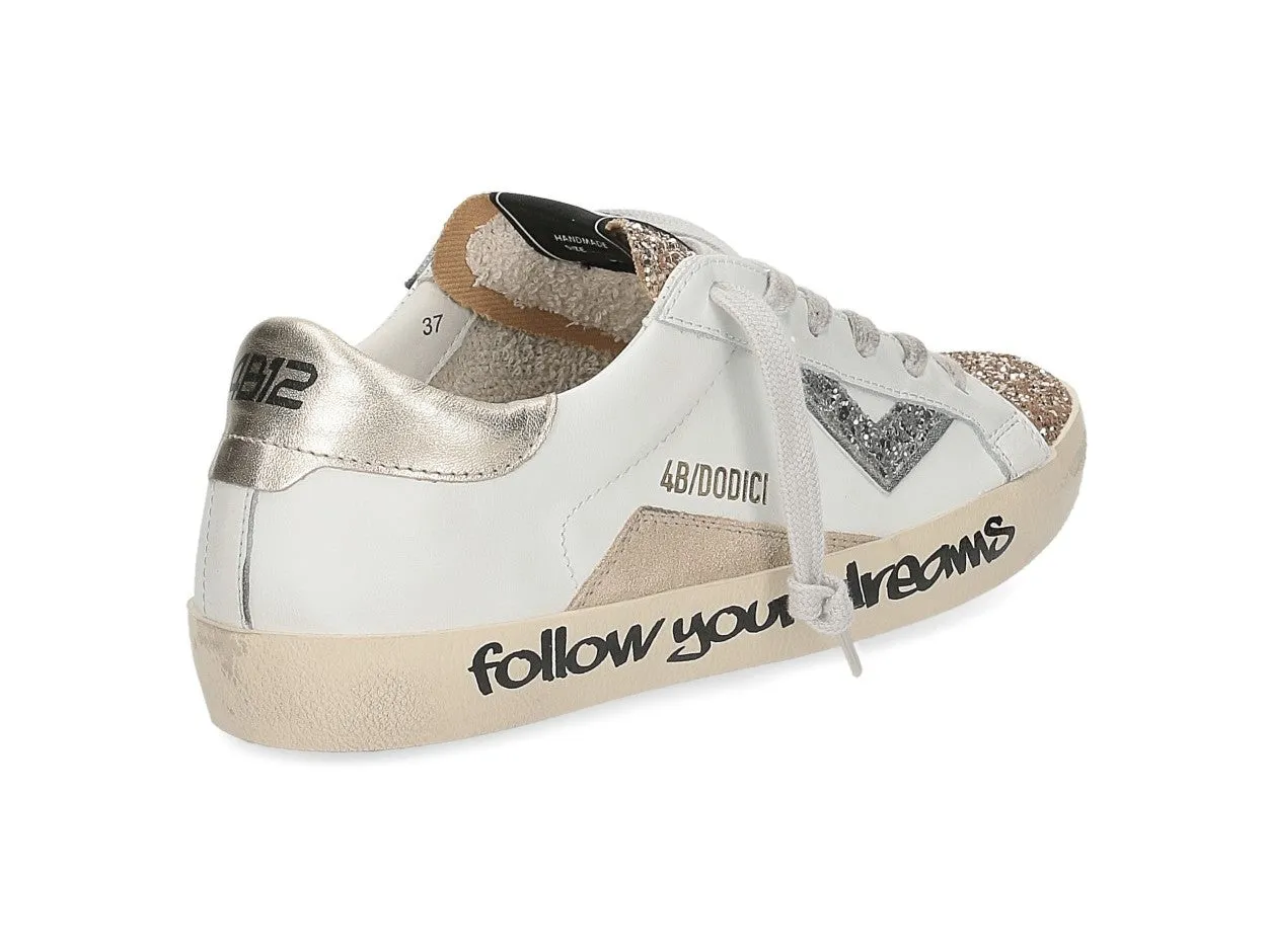 4B12 Sneakers Primavera Estate Donna Suprime Glitter e Pelle