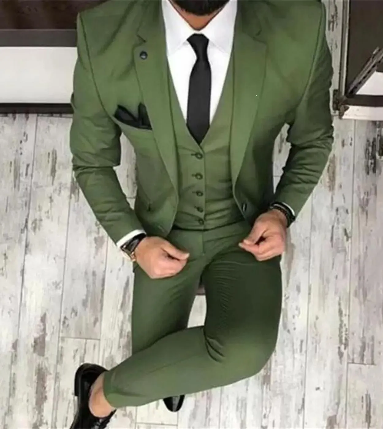 Abito da uomo One Button Groomsmen con risvolto smoking smoking da sposo Slim Fit 3 pezzi giacca  gilet  pantaloni costume H