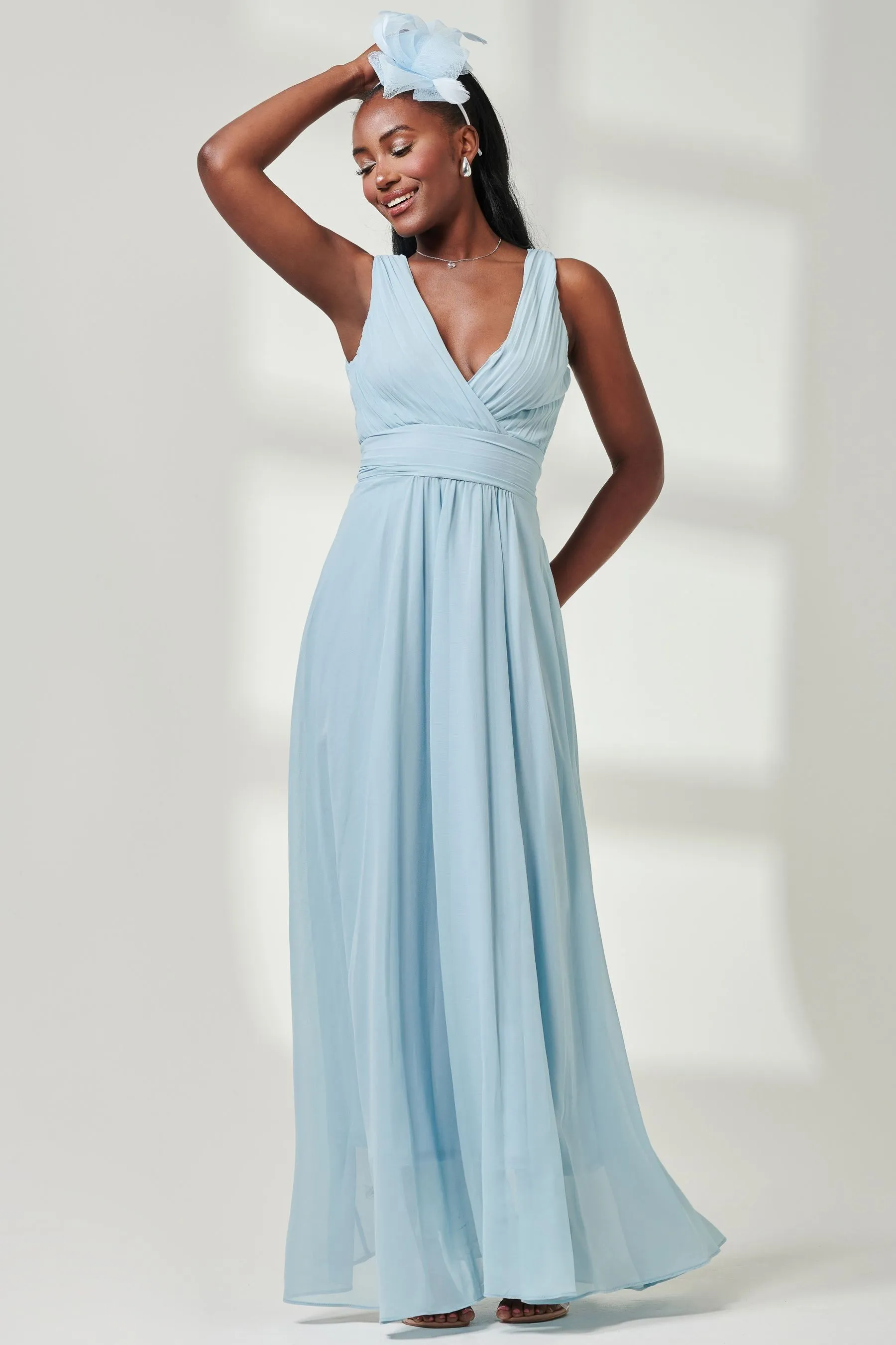 Abito maxi in chiffon con corpino Jolie Moi A pieghe