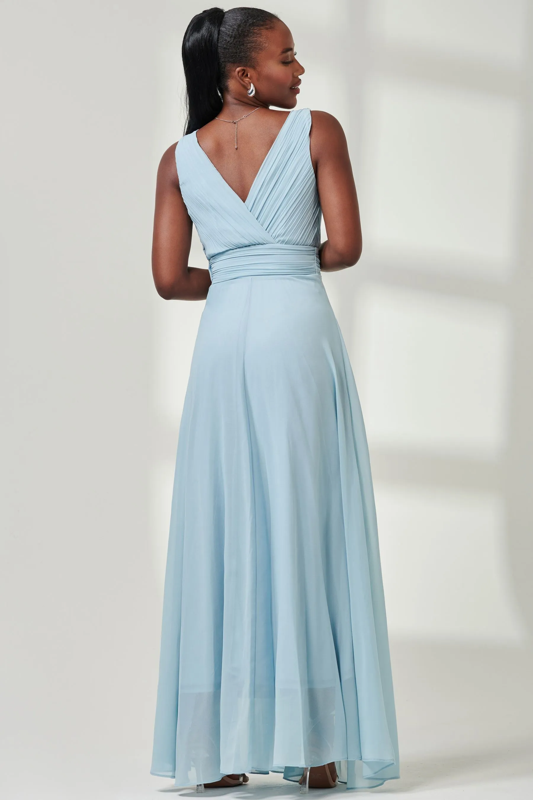 Abito maxi in chiffon con corpino Jolie Moi A pieghe