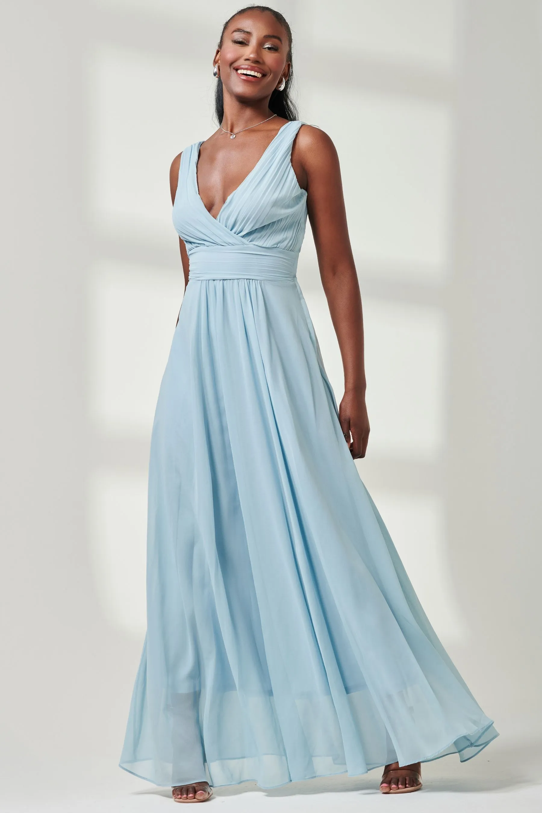 Abito maxi in chiffon con corpino Jolie Moi A pieghe