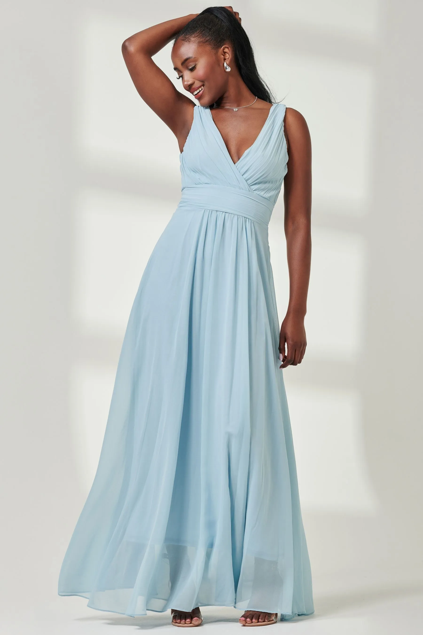 Abito maxi in chiffon con corpino Jolie Moi A pieghe
