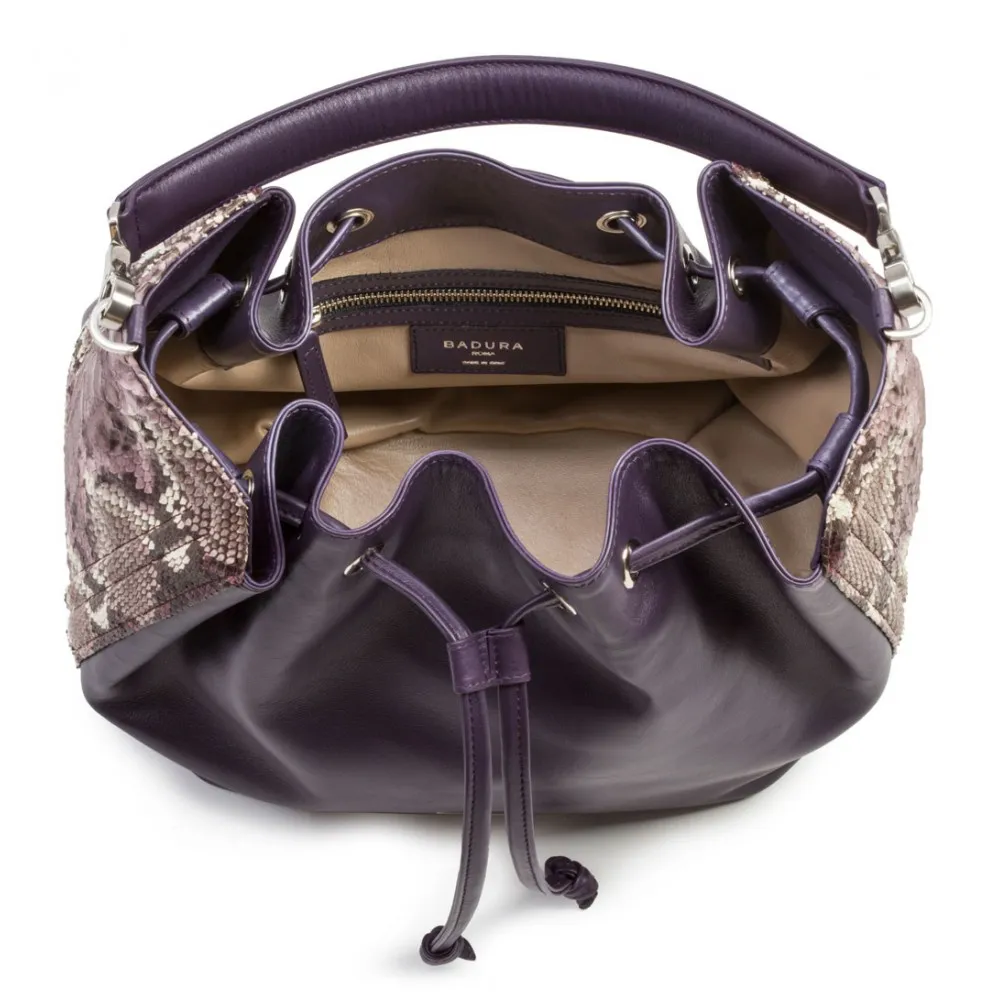 Aleksandra Badura - Lucky Bucket Bag - Borsa in Pelle di Pitone - Viola - Alta Qualità Luxury