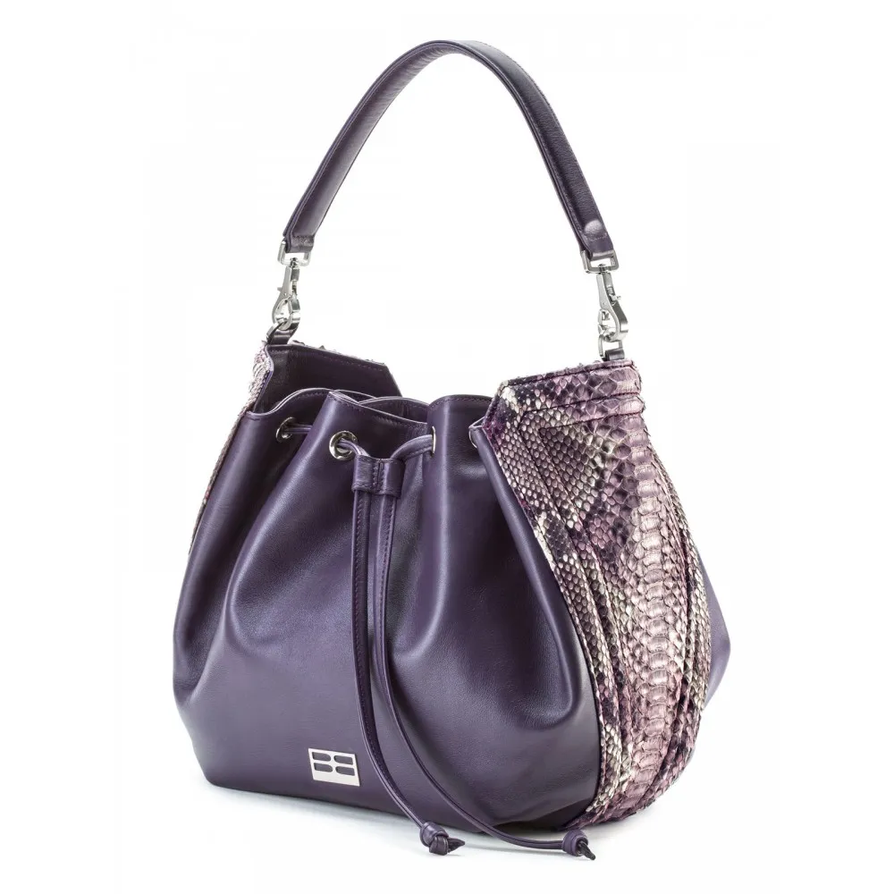 Aleksandra Badura - Lucky Bucket Bag - Borsa in Pelle di Pitone - Viola - Alta Qualità Luxury