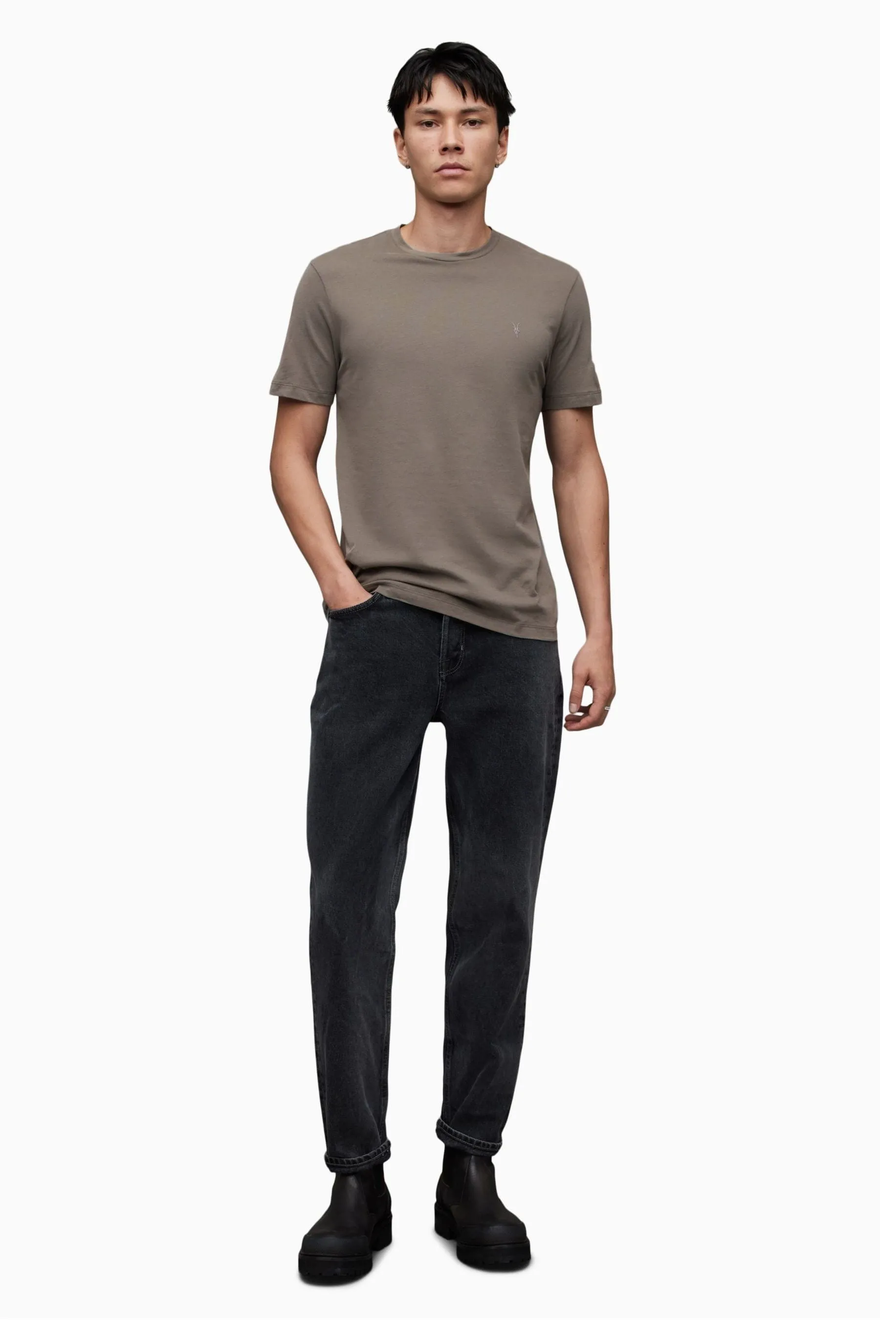AllSaints - Brace - T-shirt girocollo in Manica corta a contrasto    