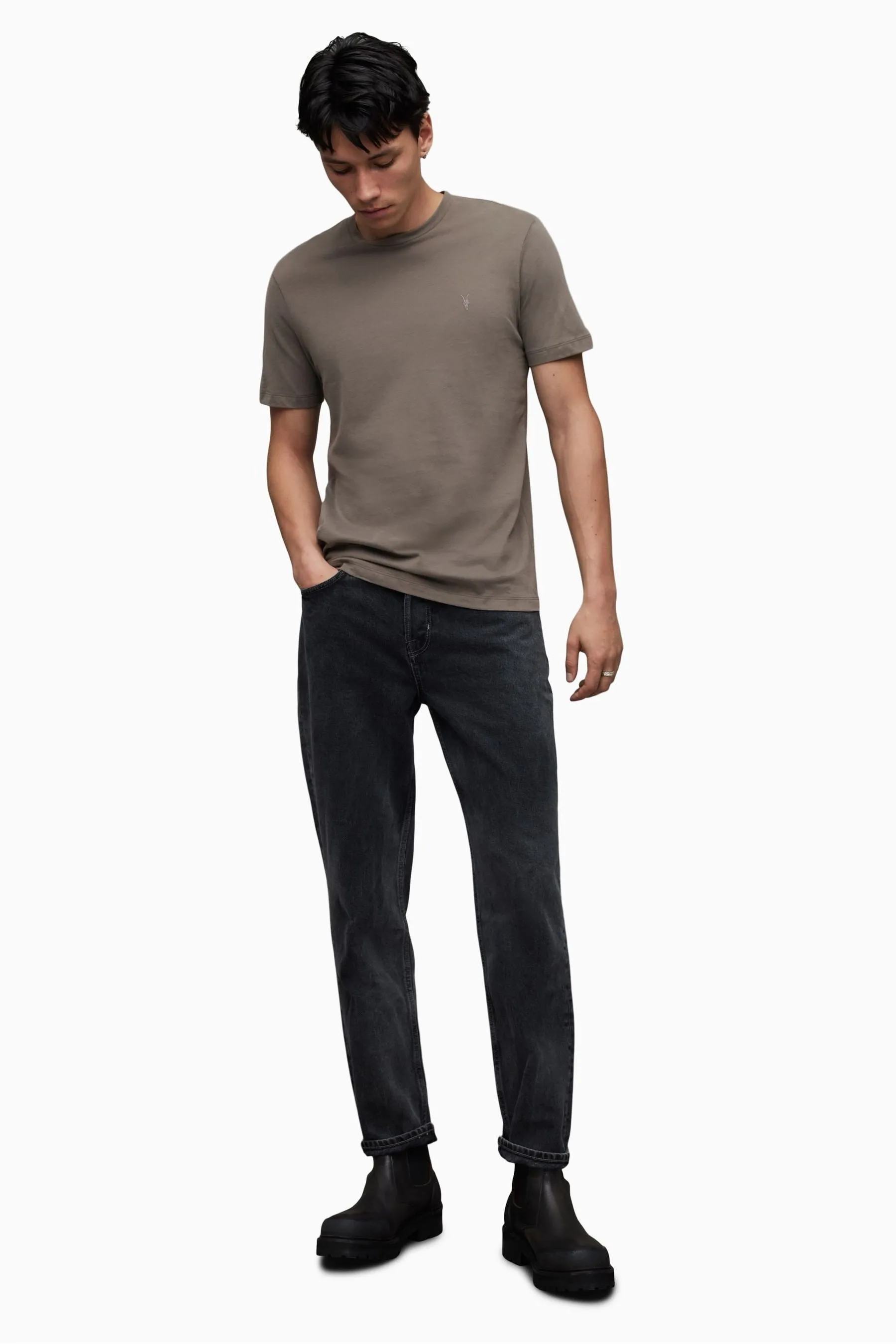 AllSaints - Brace - T-shirt girocollo in Manica corta a contrasto    