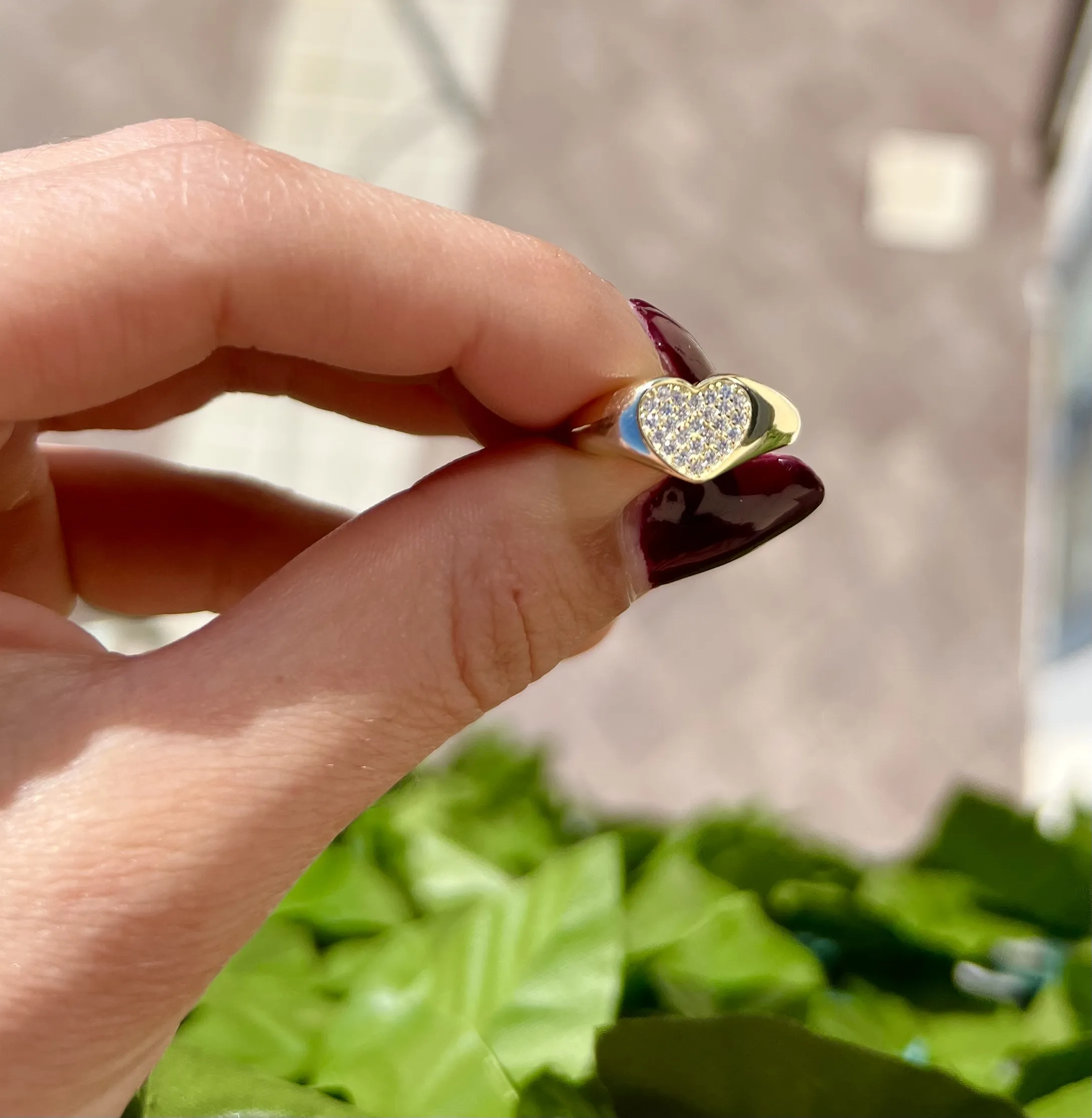 Anello cuoricino Pavè in argento placcato oro 18k