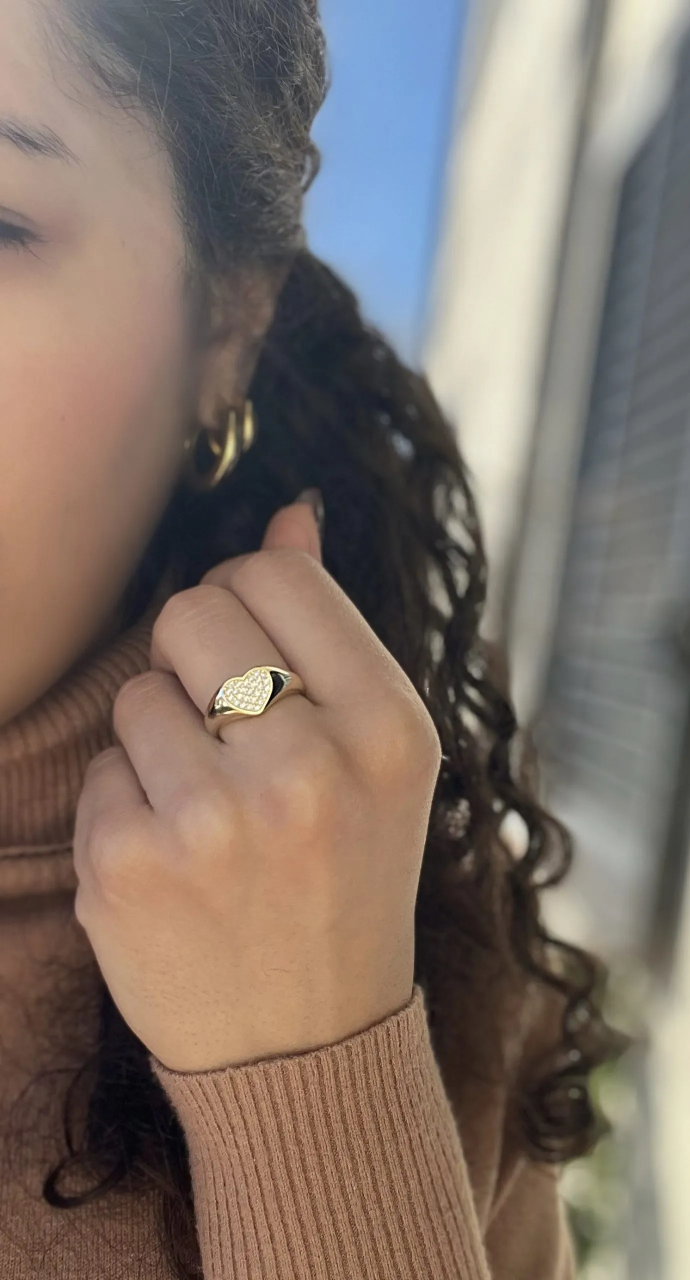 Anello cuoricino Pavè in argento placcato oro 18k