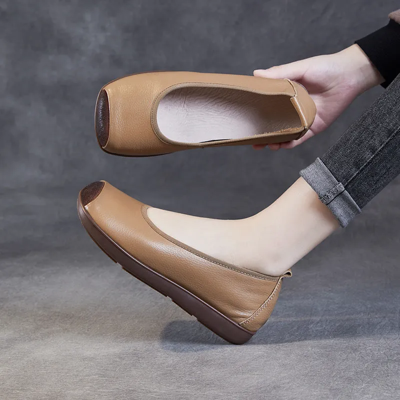 Appartamenti casual da donna in morbida pelle retrò retrò