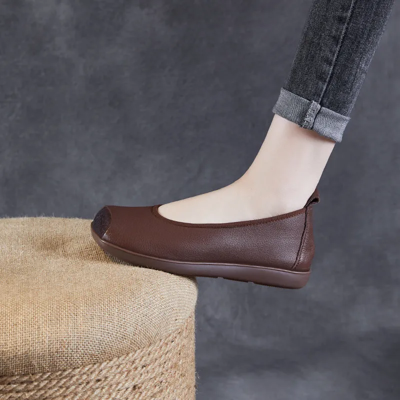 Appartamenti casual da donna in morbida pelle retrò retrò