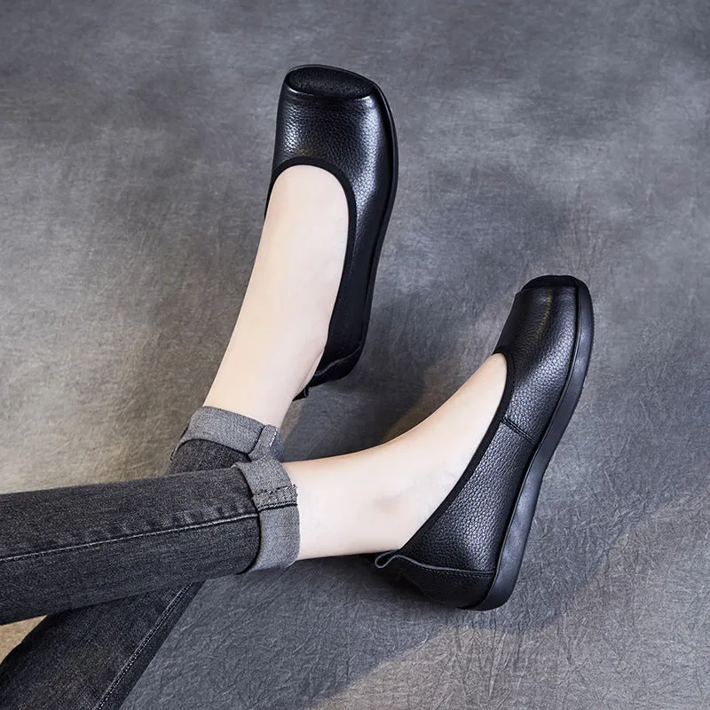 Appartamenti casual da donna in morbida pelle retrò retrò