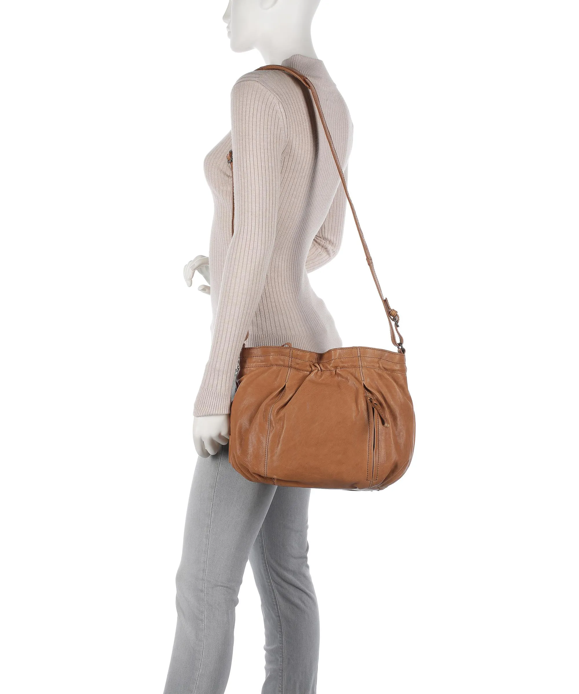  Aunts & Uncles Coffee Klatsch Hannah Borsa a spalla pelle granulata marrone  