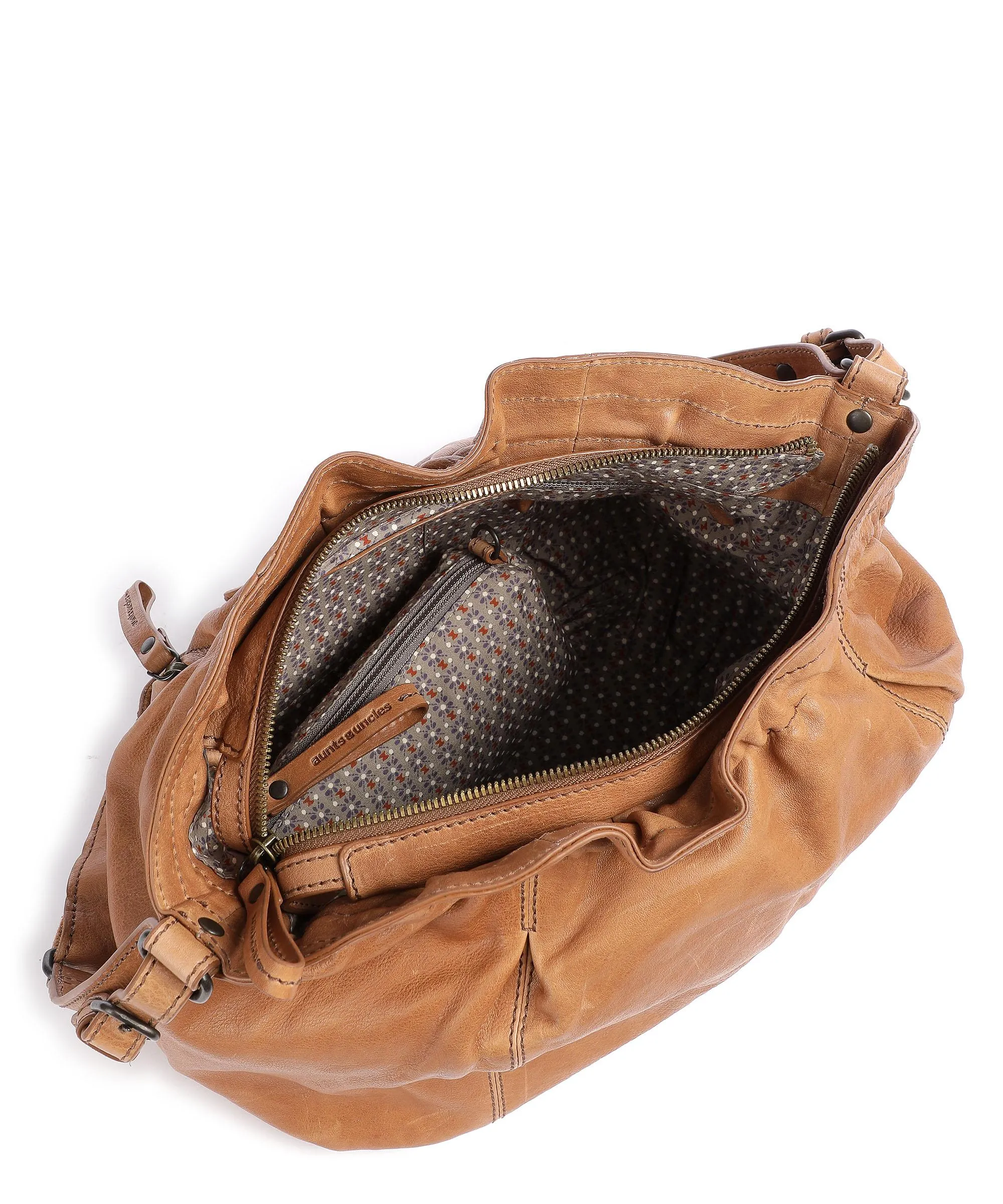  Aunts & Uncles Coffee Klatsch Hannah Borsa a spalla pelle granulata marrone  