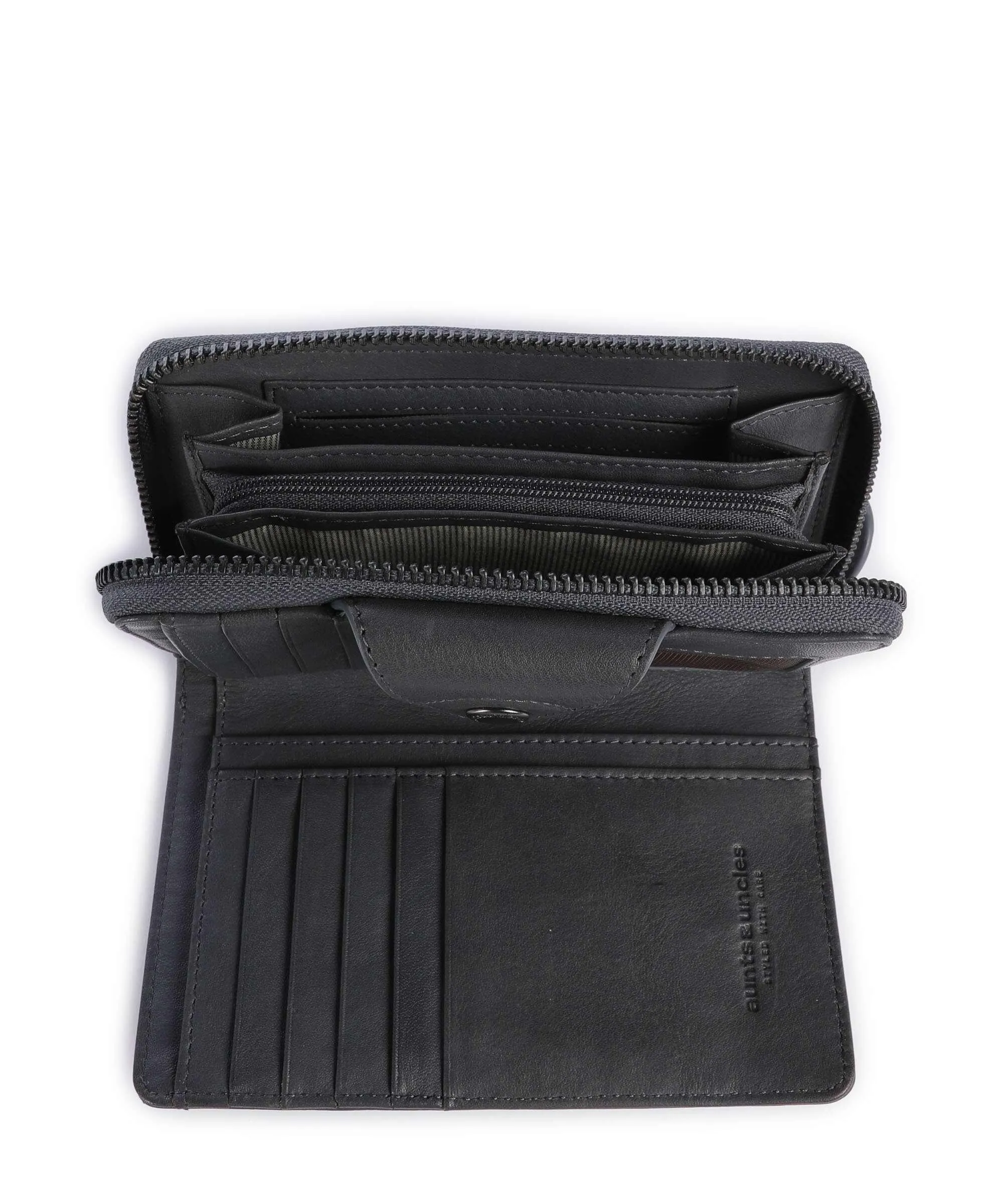  Aunts & Uncles Grandma's Luxury Club Francis RFID Portafoglio pelle di vacchetta finemente grana grigio scuro  