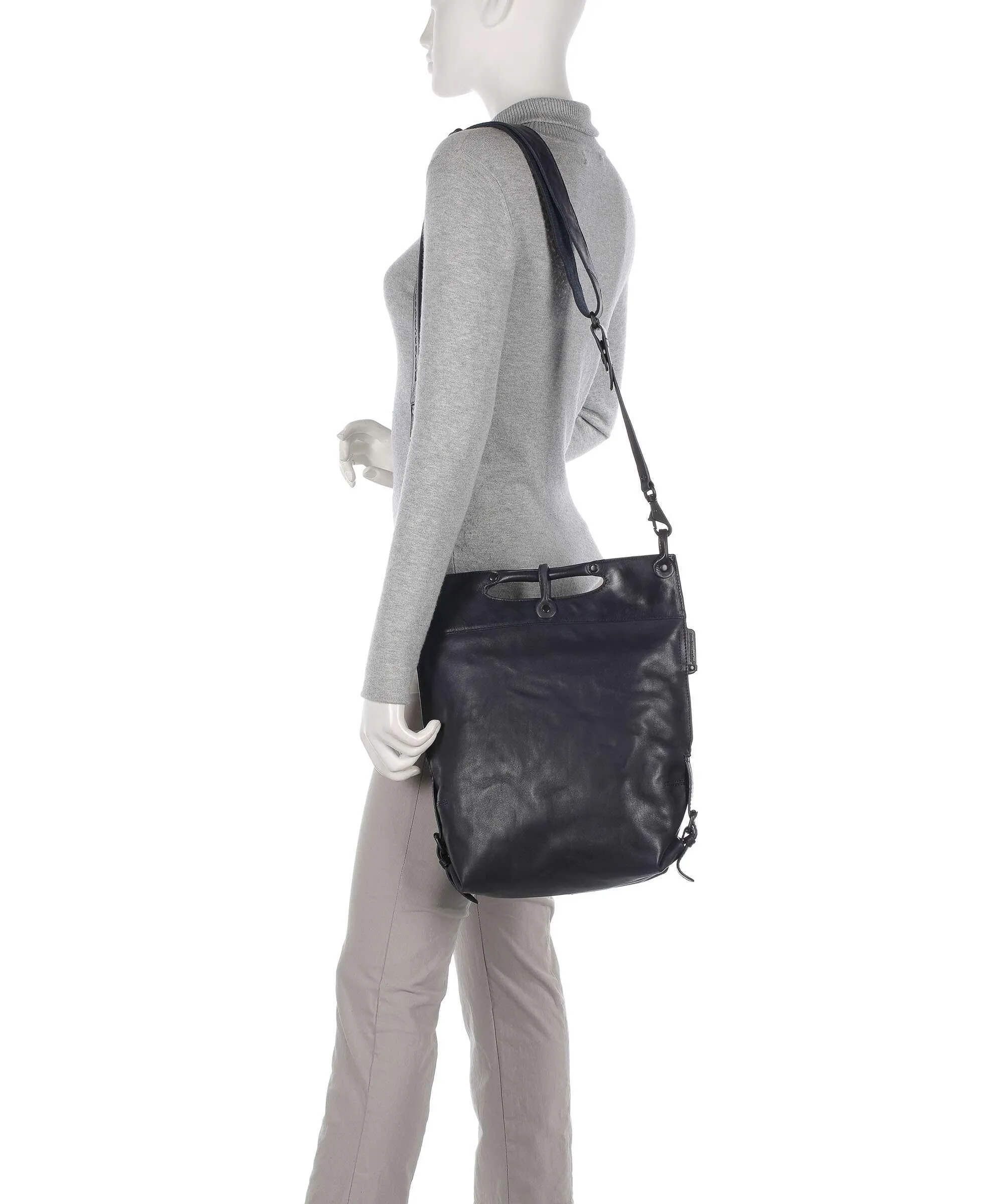  Aunts & Uncles Grandma's Luxury Club Mrs. Pancake Borsa a tracolla pelle di vacchetta grana blu scuro  