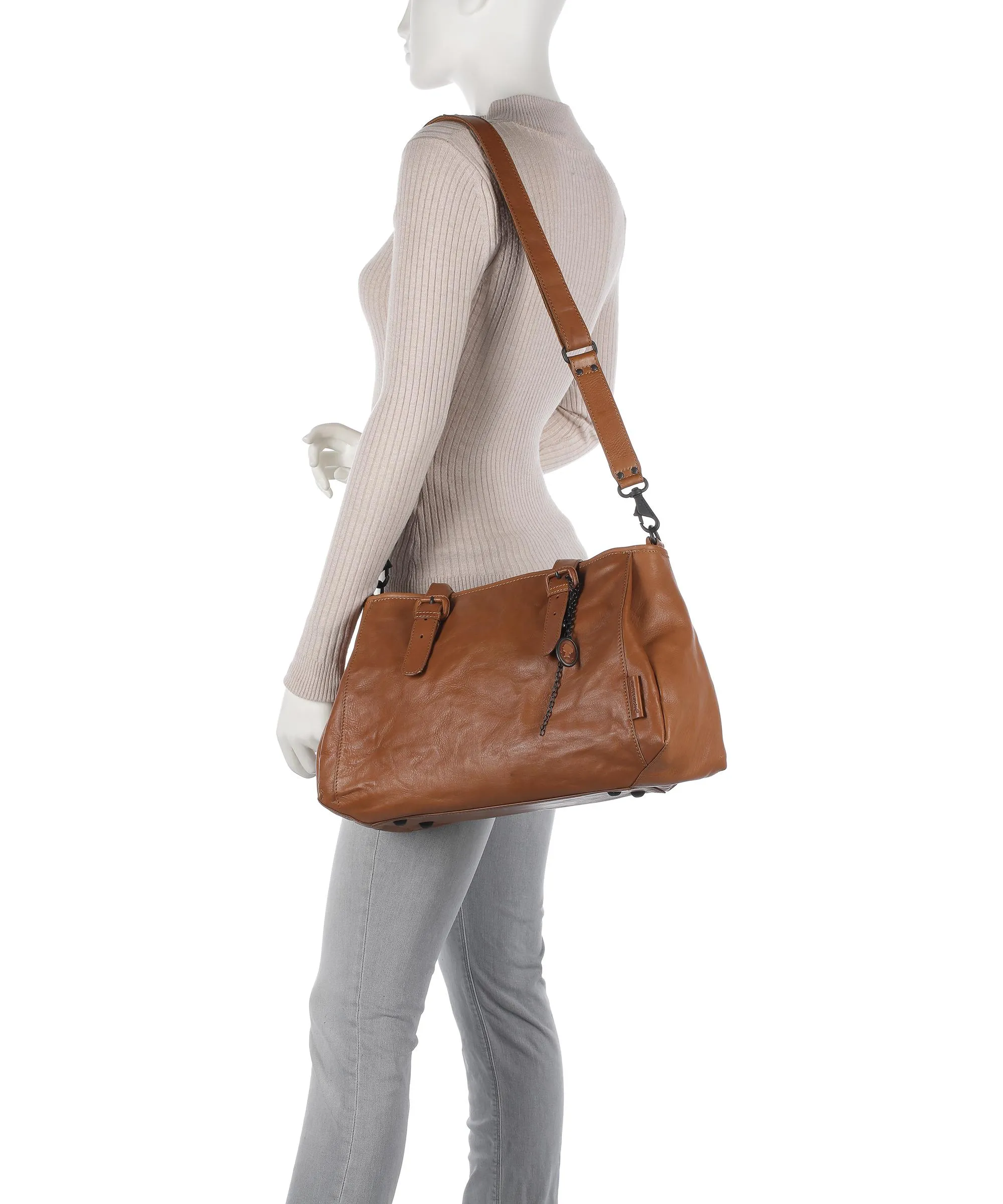  Aunts & Uncles Grandma's Luxury Club Mrs. Shortbread Borsa shopper pelle di vacchetta grana cognac  