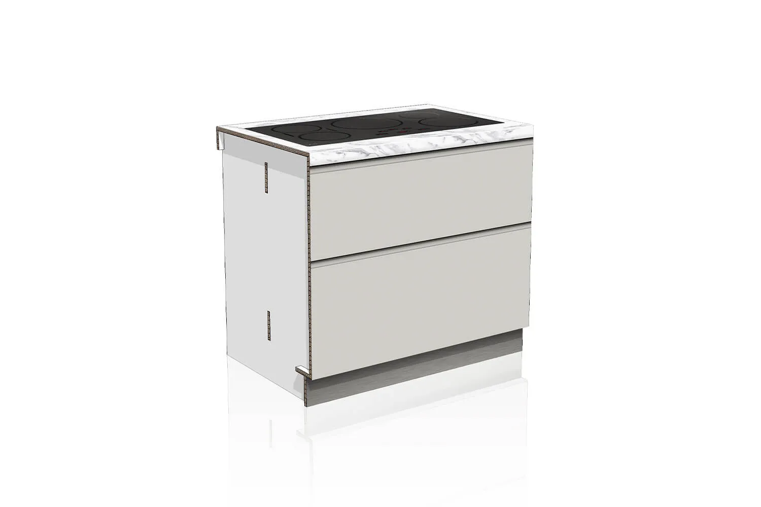 Base fornelli 90 cm marmo/grigio cucina stampata 'Clarea'
