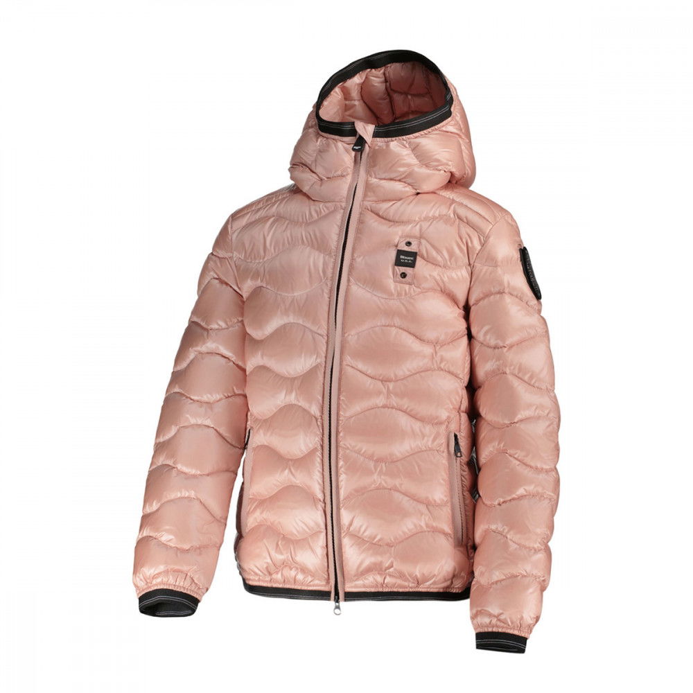 BLAUER PIUMINO CON CAPPUCCIO AD ONDE BAMBINA