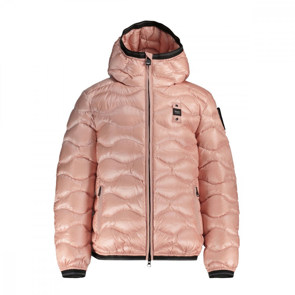 BLAUER PIUMINO CON CAPPUCCIO AD ONDE BAMBINA