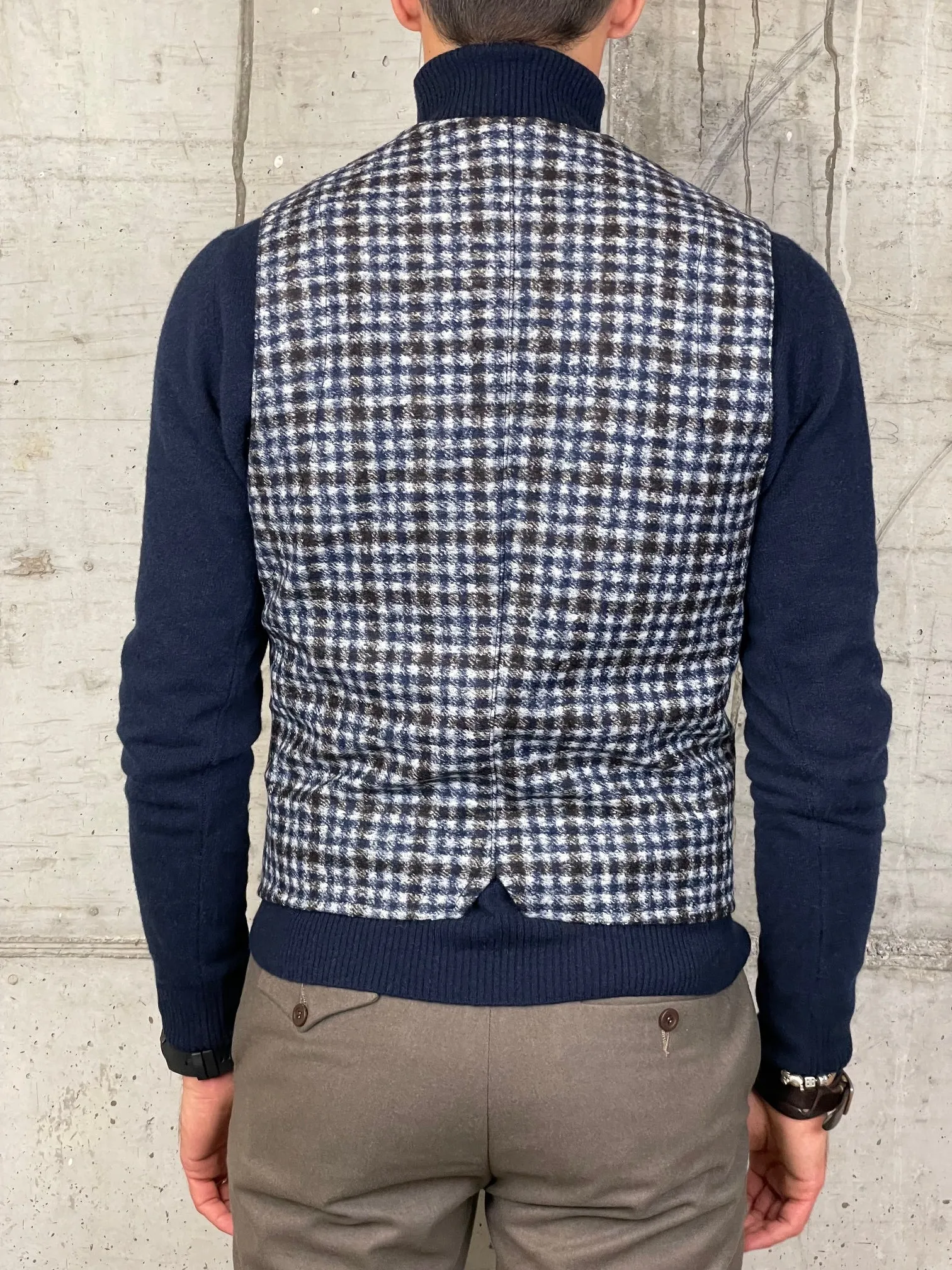 Bob Gilet Doppio Petto con Fantasia Dietro Grigio