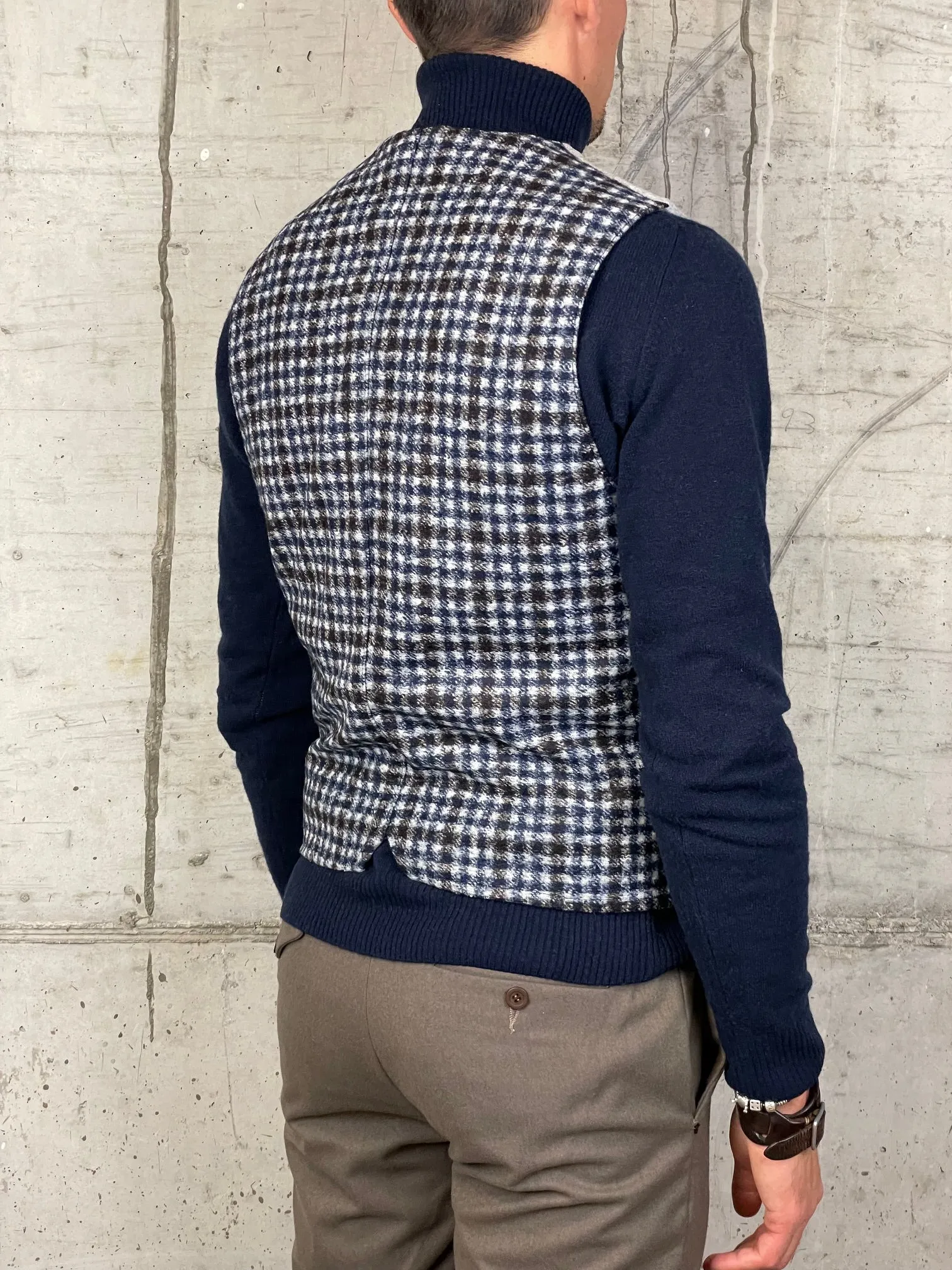 Bob Gilet Doppio Petto con Fantasia Dietro Grigio