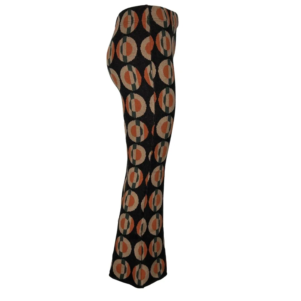 BORGO DELL’ORTICA pantalone donna in maglia a trombetta fantasia 7053-CC MADE IN ITALY