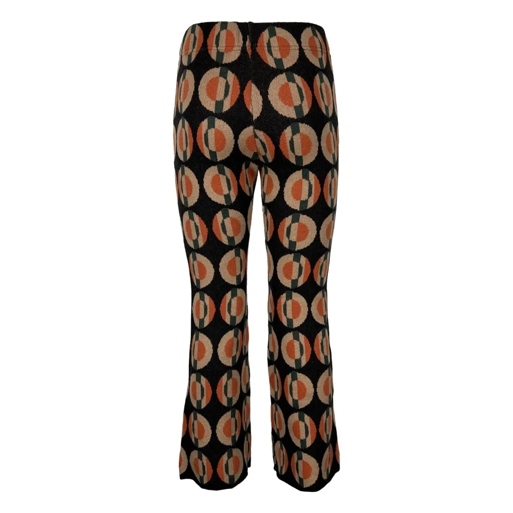 BORGO DELL’ORTICA pantalone donna in maglia a trombetta fantasia 7053-CC MADE IN ITALY