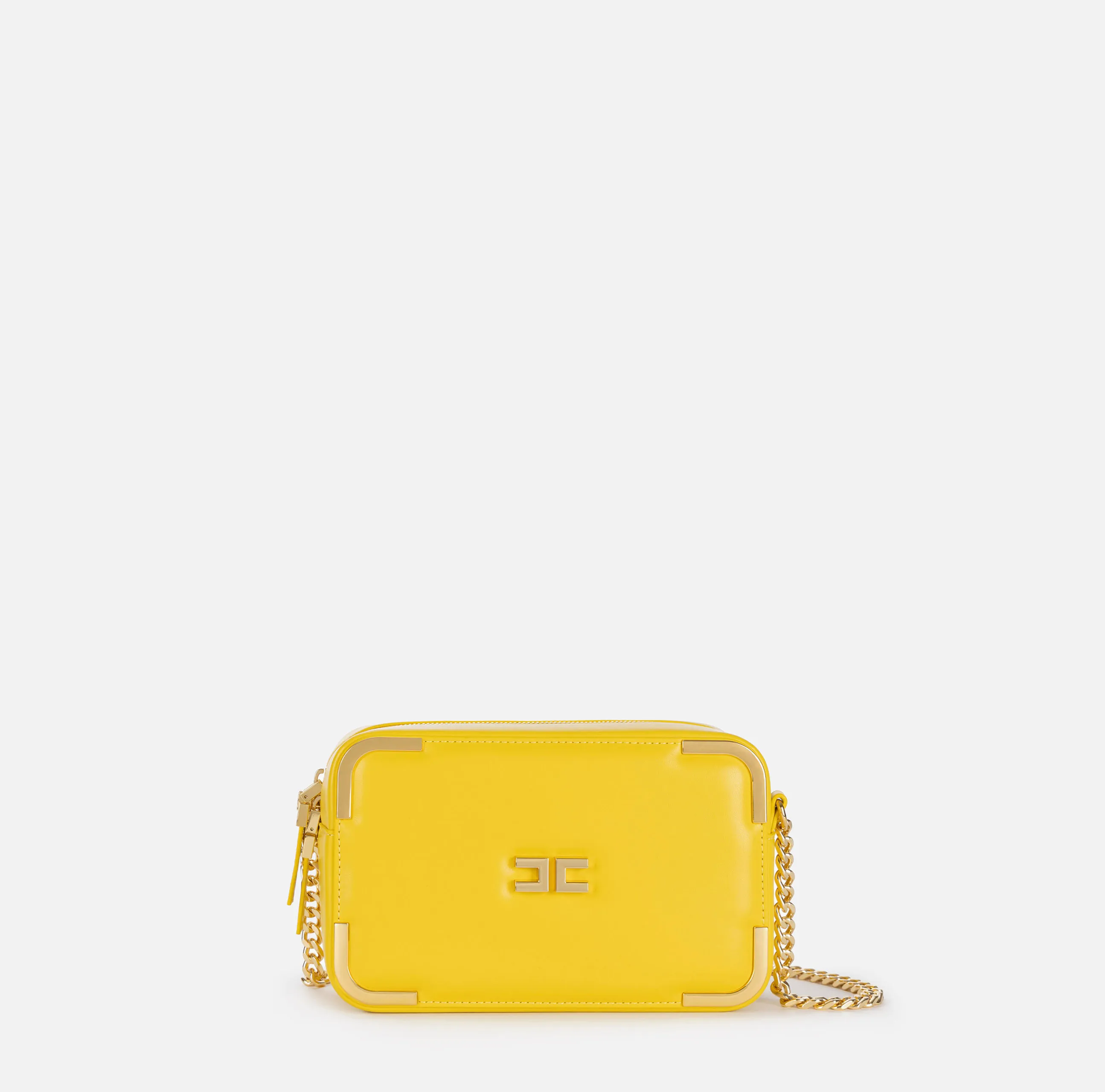 Borsa a tracolla in materiale effetto pelle con angoli in metallo
