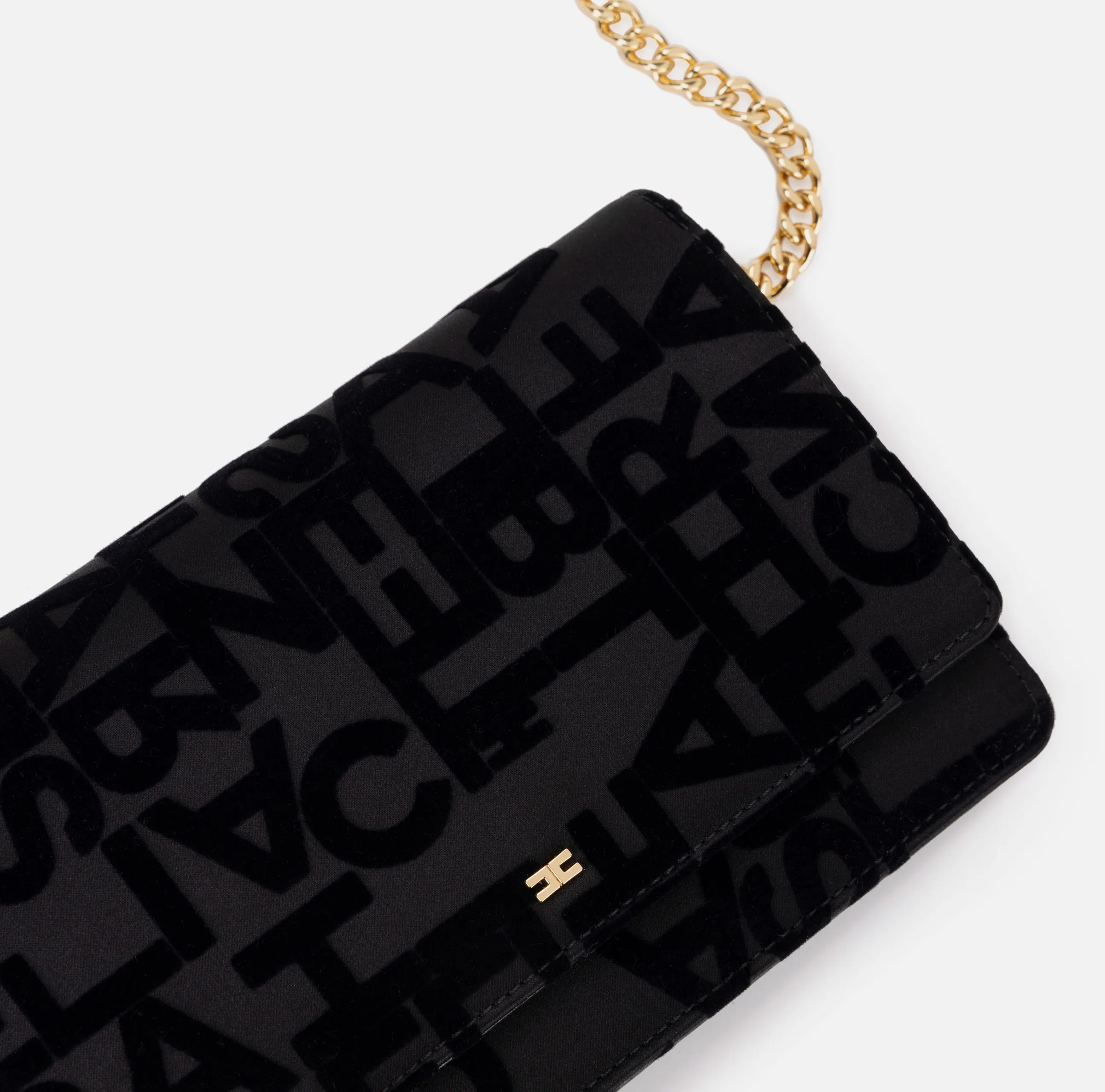 Borsa a tracolla in raso lettering