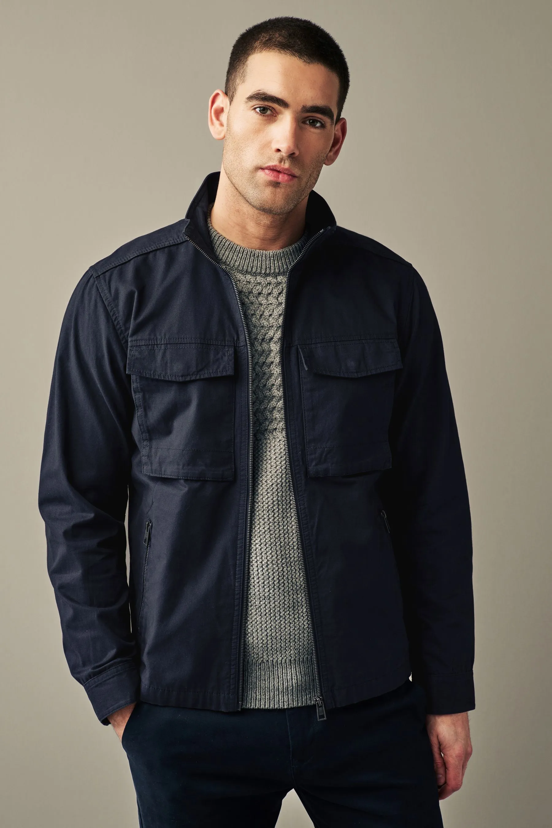 Borsa stile camicia in cotone con zip