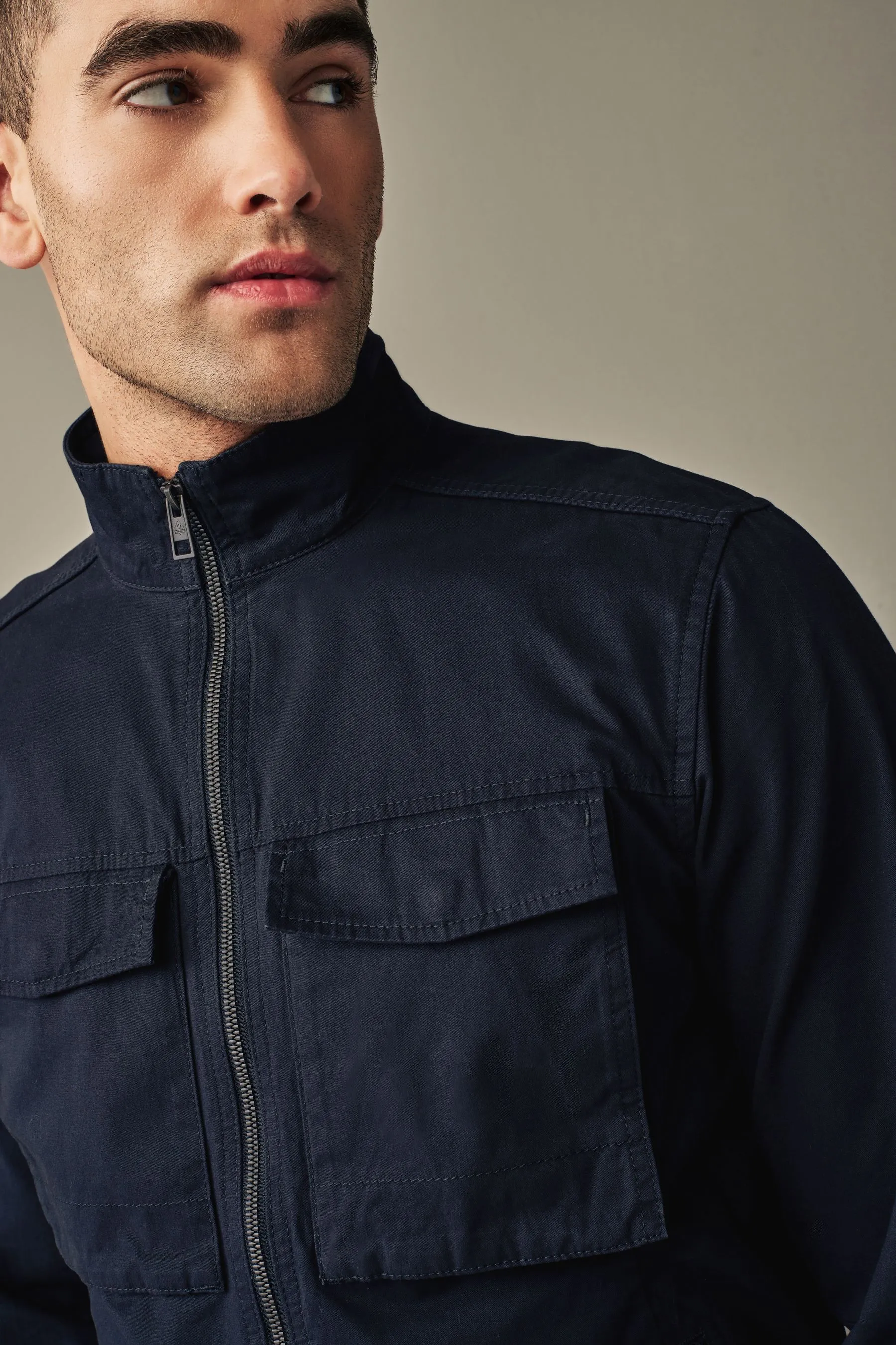 Borsa stile camicia in cotone con zip