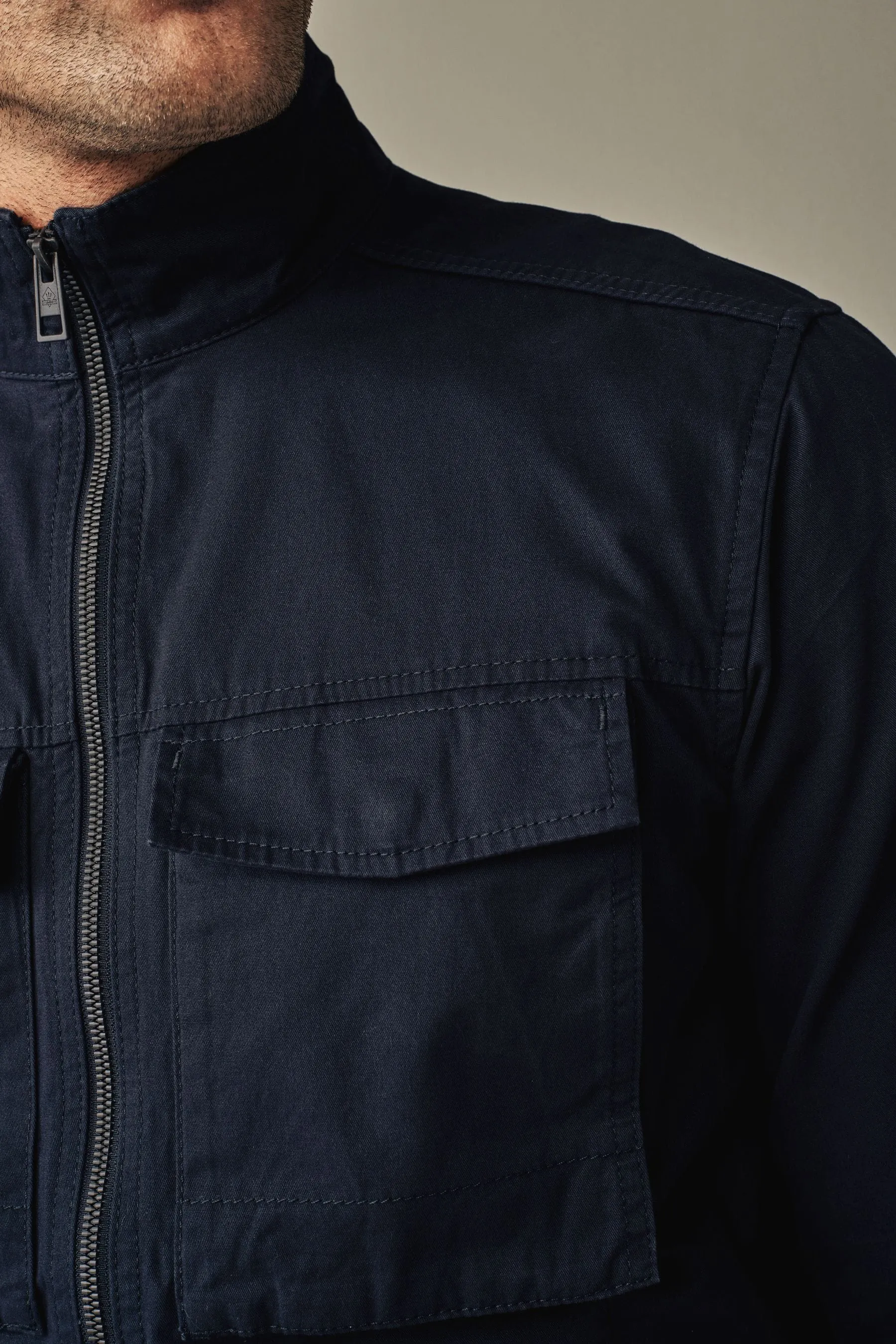 Borsa stile camicia in cotone con zip