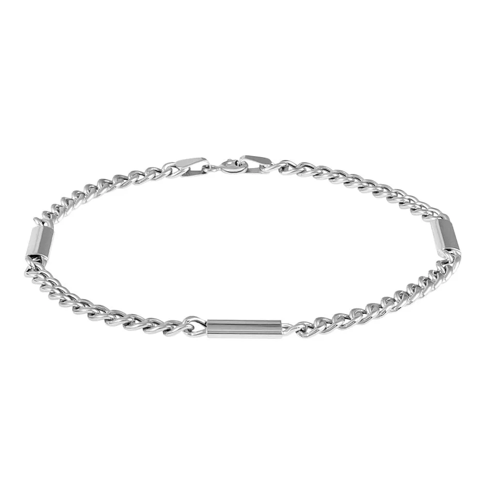 Bracciale Catena L'homme Or Oro Bianco 375/1000 Maglia Groumette 21 cm 1425083
