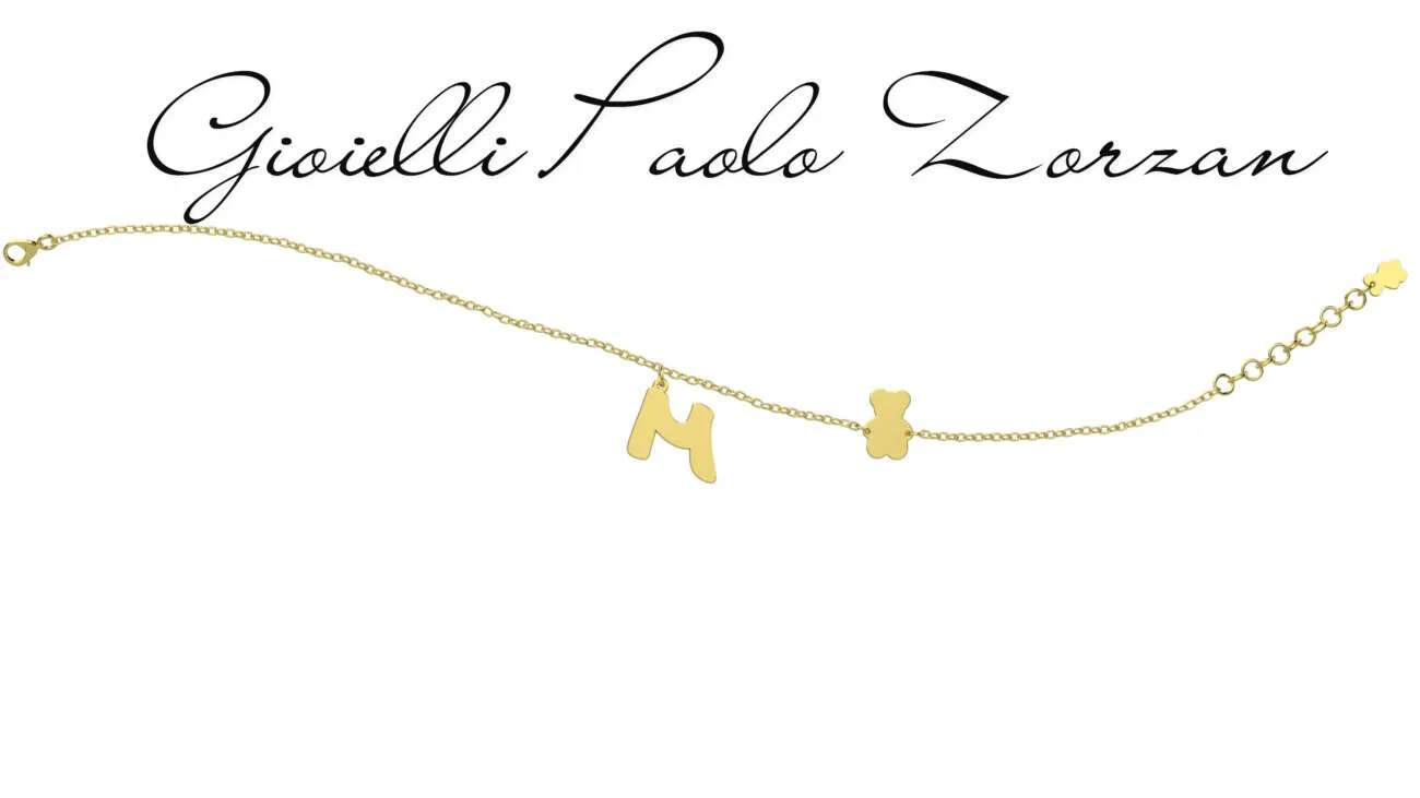 Bracciale Nanan con Lettera “M” in oro giallo 9 kt NGLD0031M