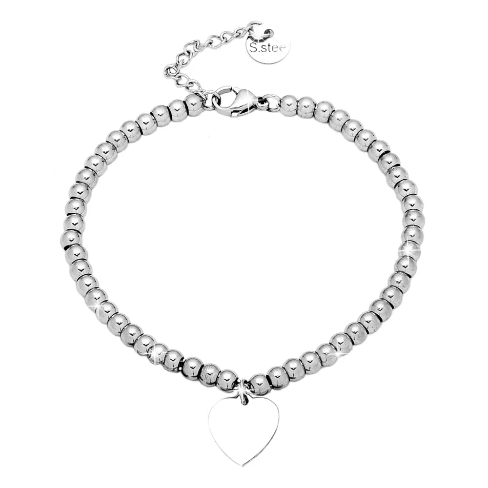 Bracciale sfere e cuoricino