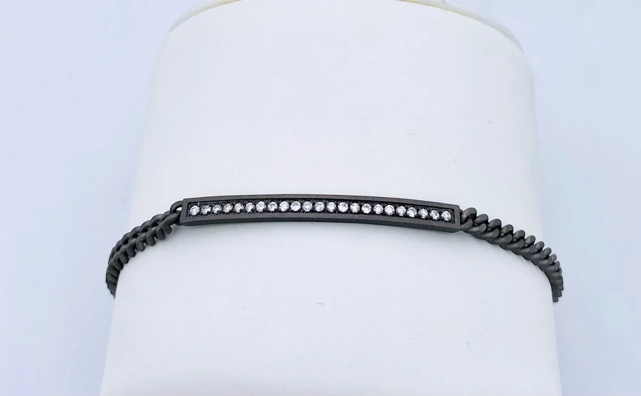 Bracciale uomo in titanio, oro rosa e diamanti art. WBARK