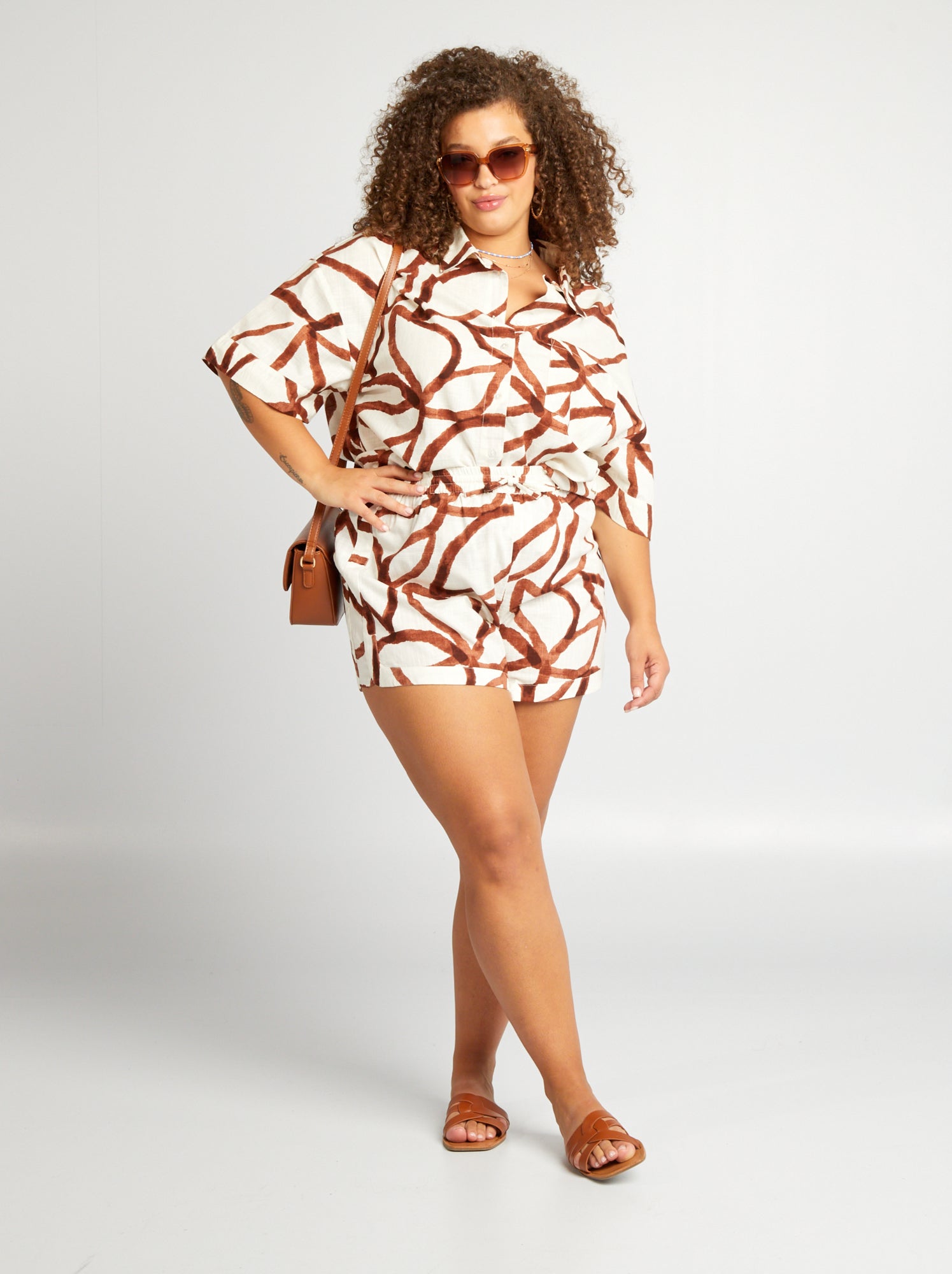 Camicia a maniche corte - MARRONE