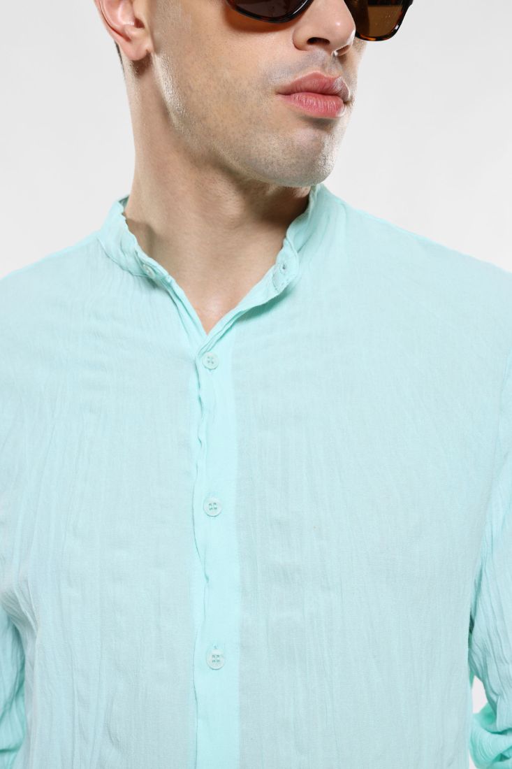 Camicia con colletto alla coreana