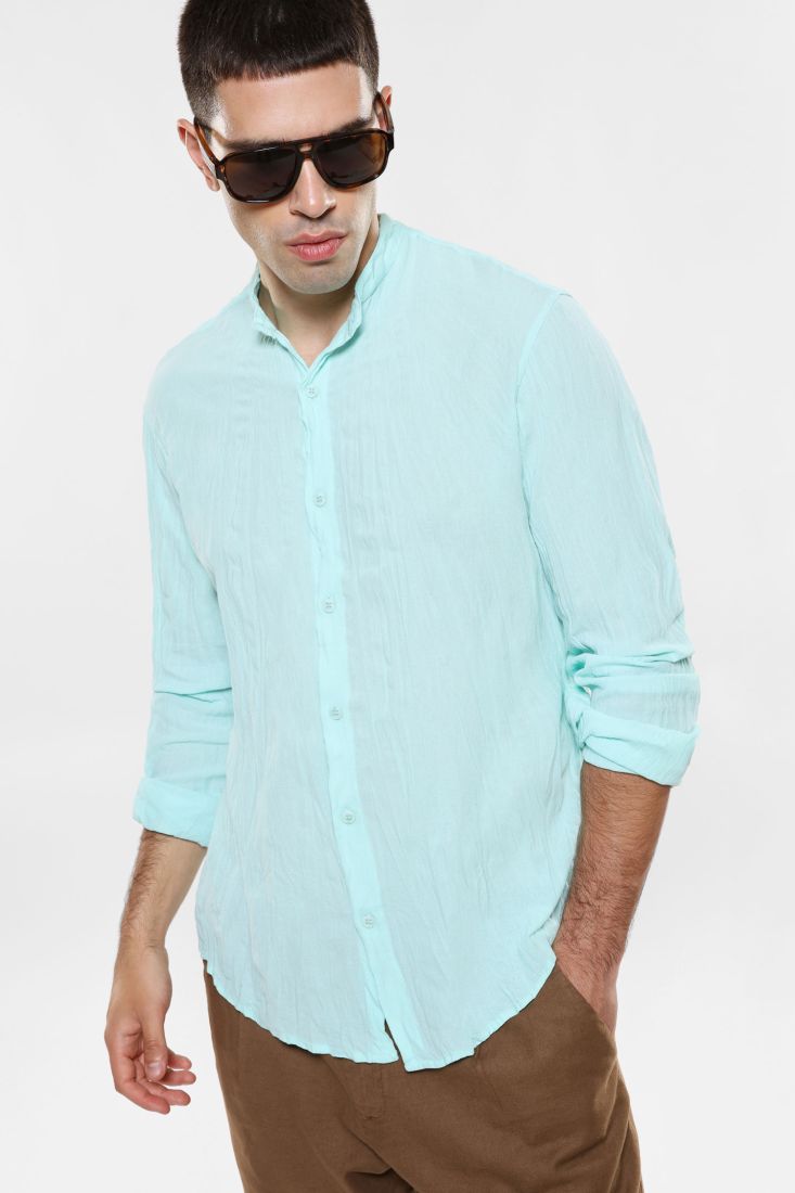 Camicia con colletto alla coreana
