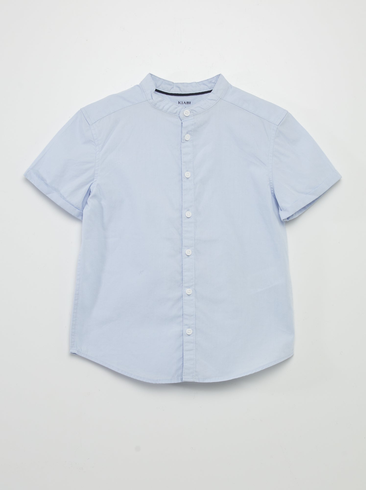 Camicia con collo alla coreana - BLU