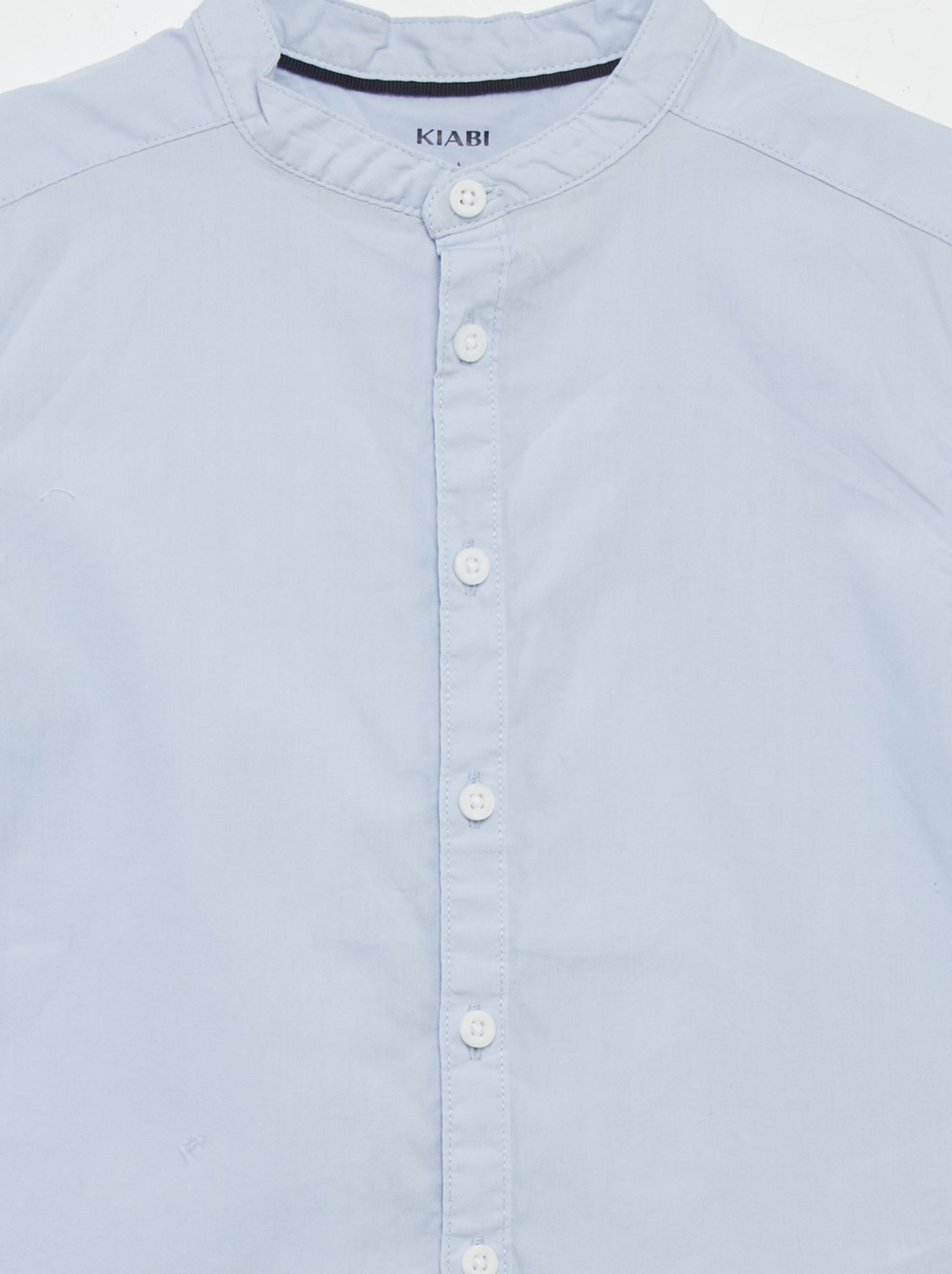 Camicia con collo alla coreana - BLU