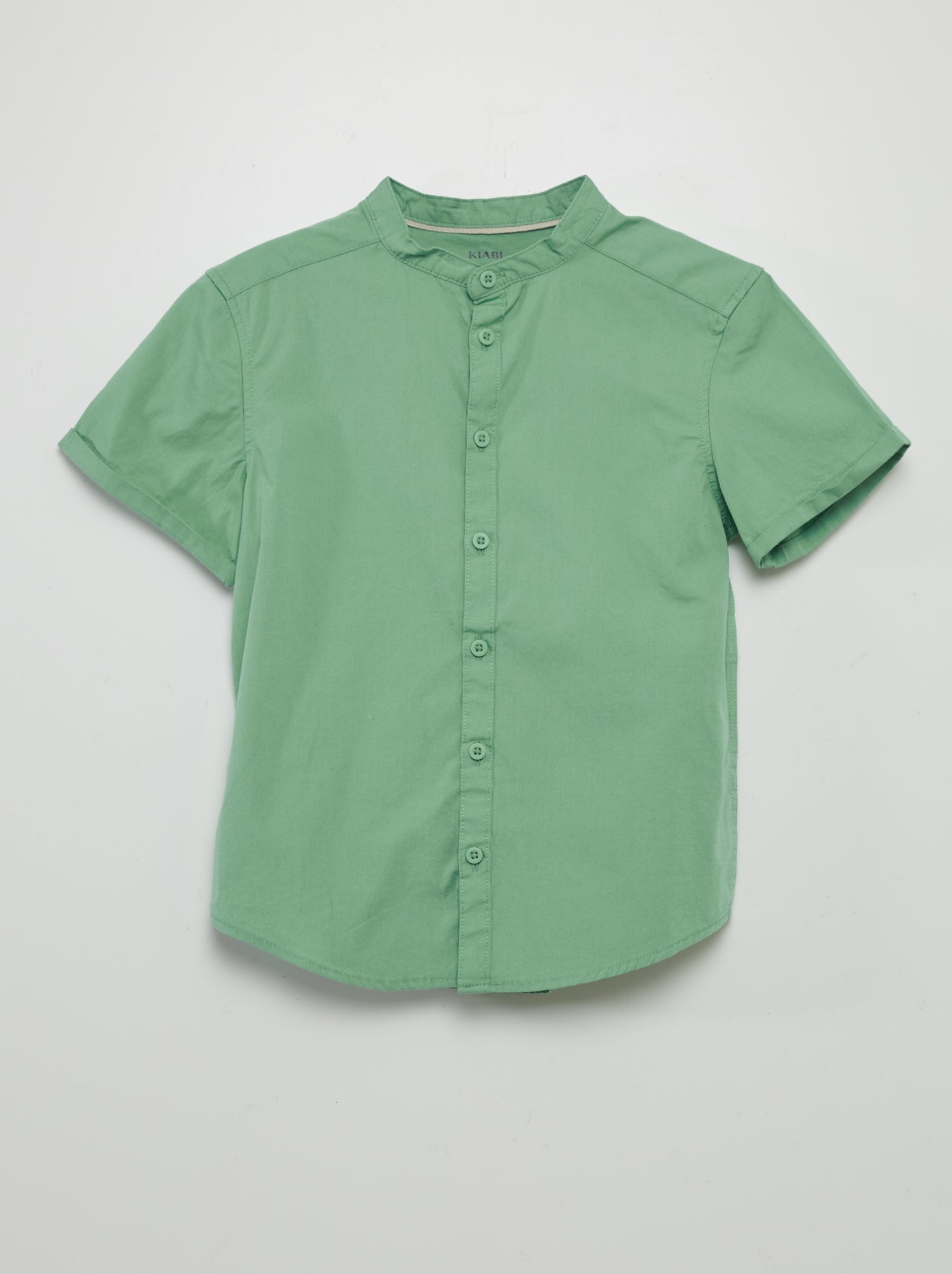 Camicia con collo alla coreana - VERDE