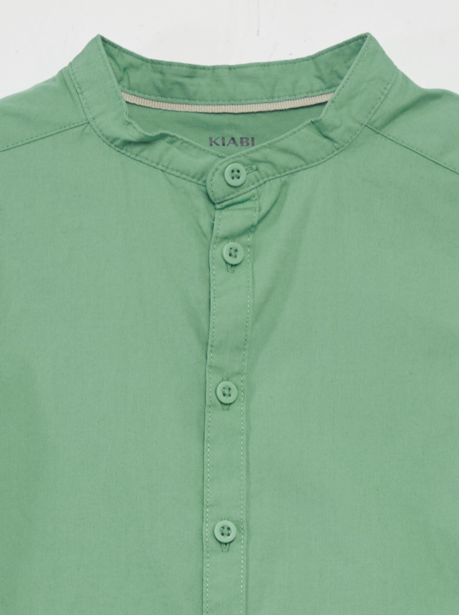 Camicia con collo alla coreana - VERDE