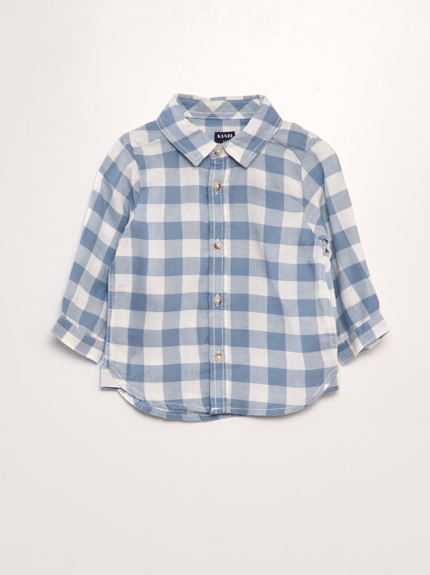 Camicia in twill a quadri - BIANCO