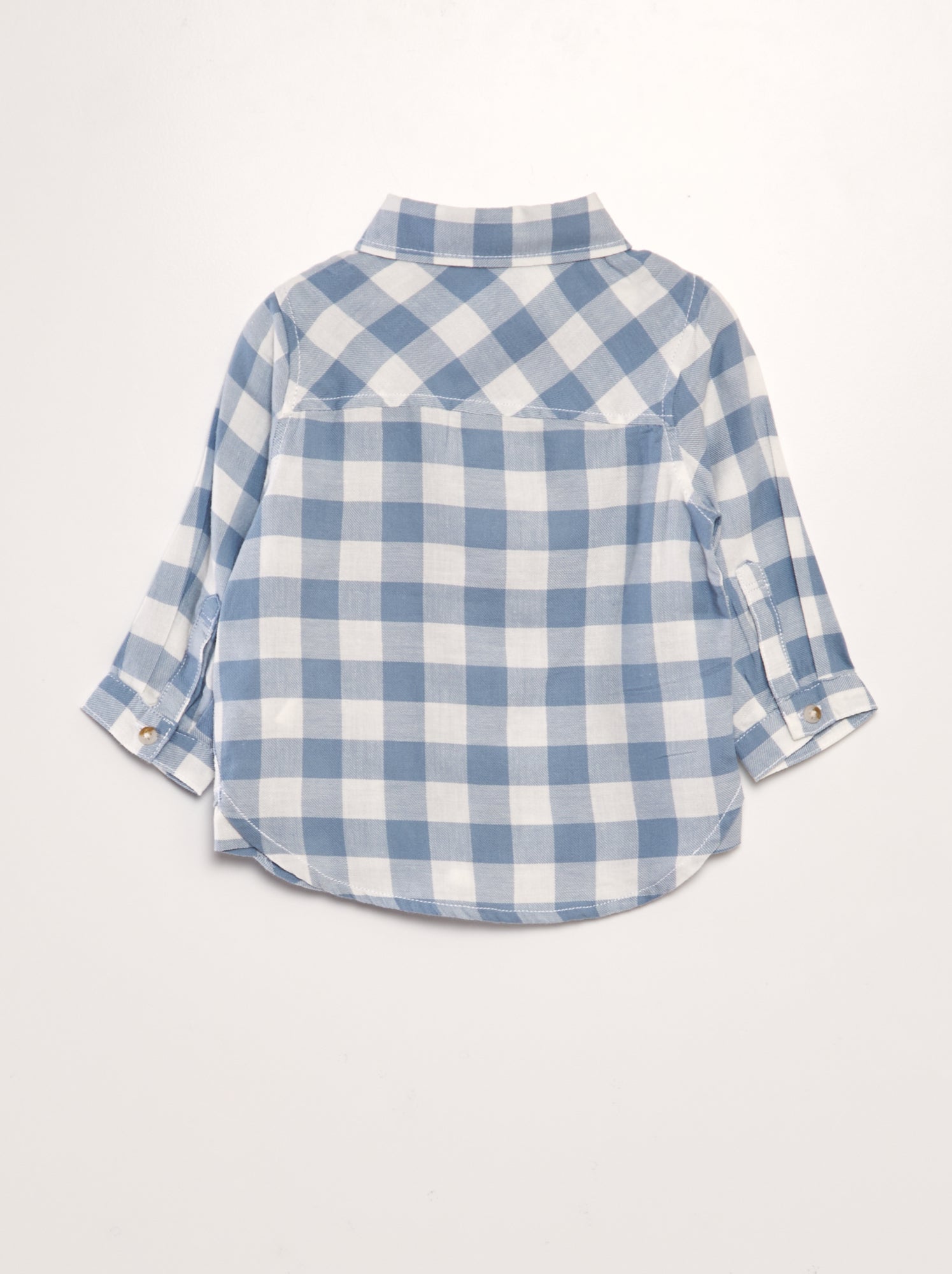 Camicia in twill a quadri - BIANCO