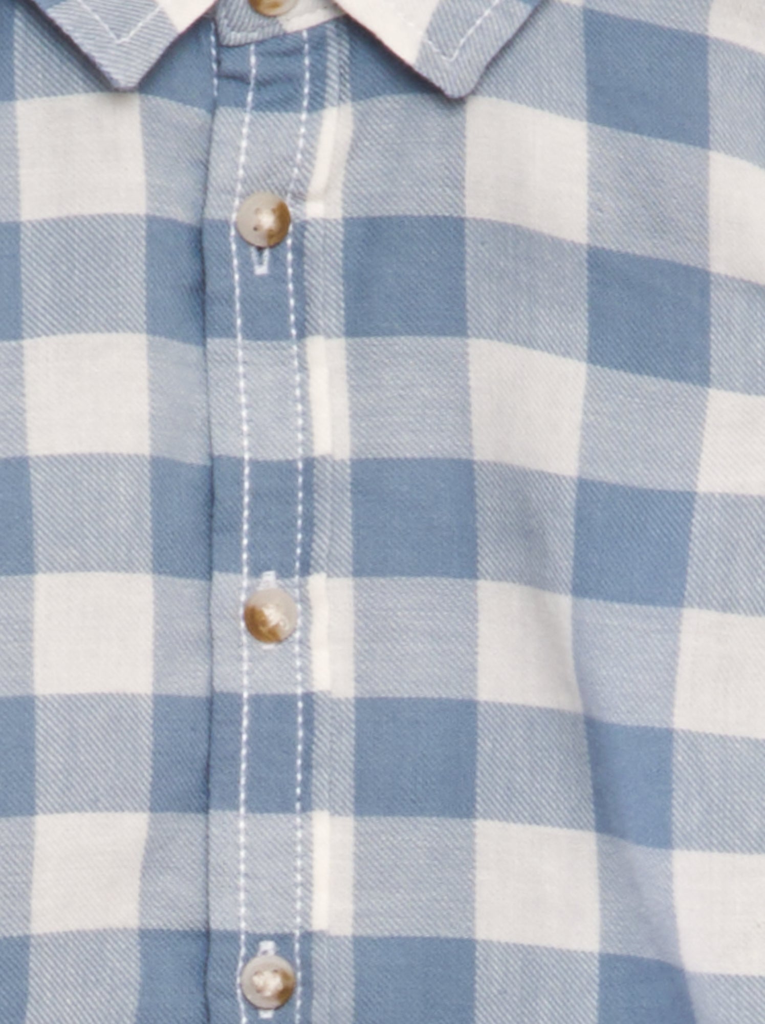 Camicia in twill a quadri - BIANCO