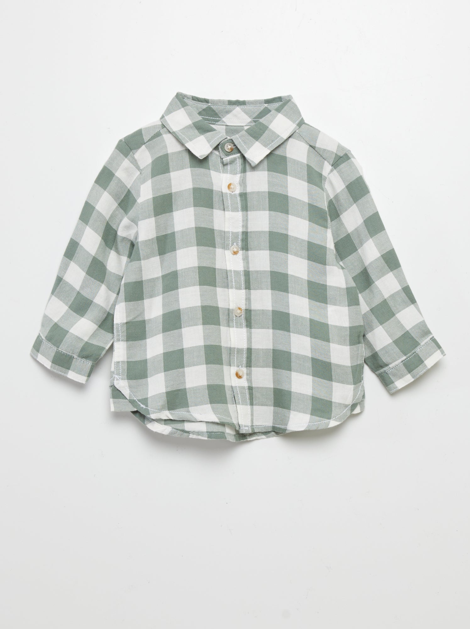 Camicia in twill a quadri - VERDE