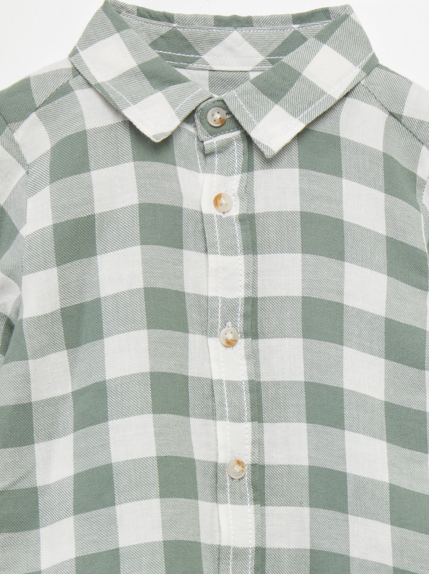 Camicia in twill a quadri - VERDE
