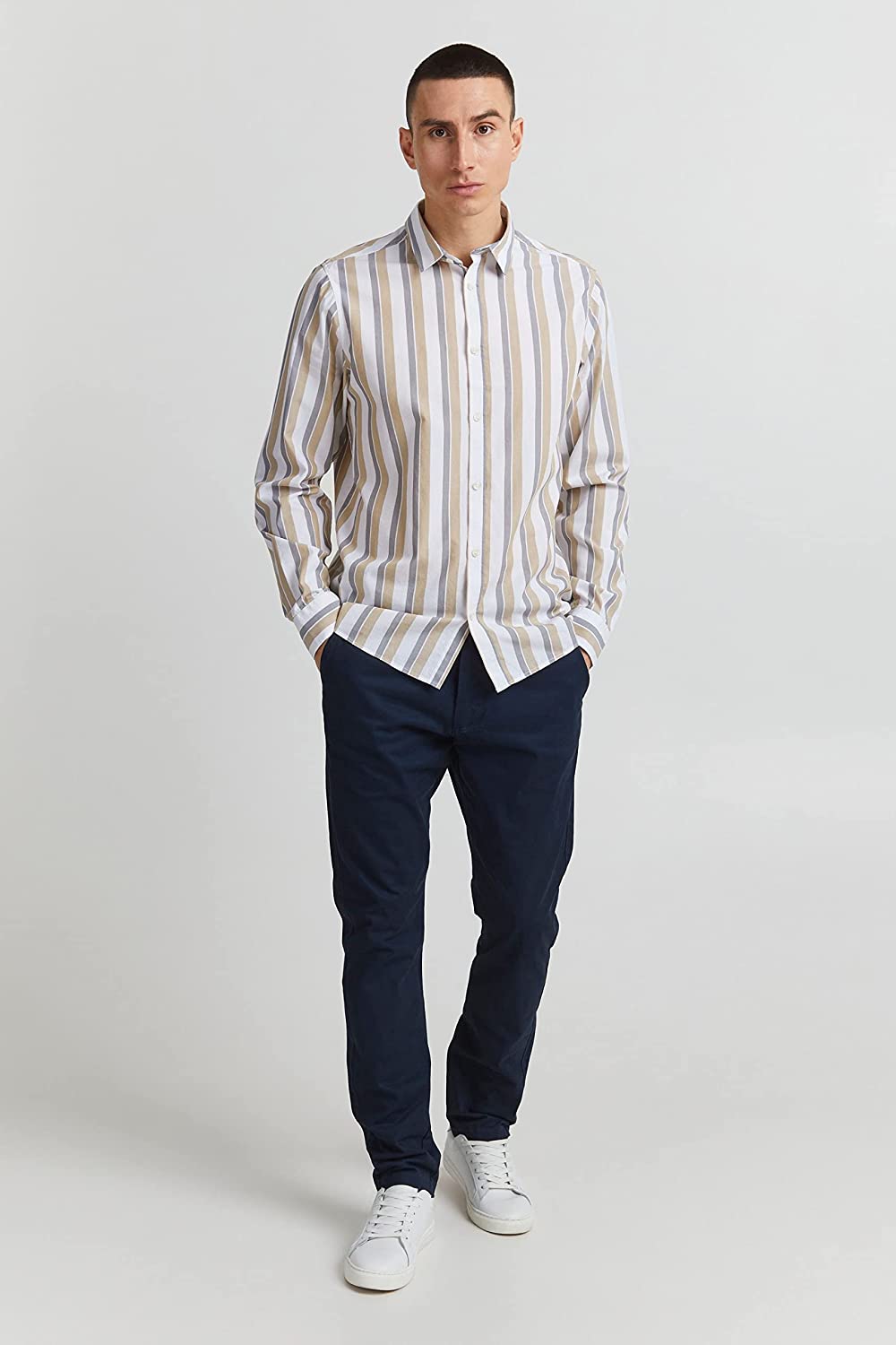 Camicia !SOLID Uomo 21106818 BRANDEN Beige