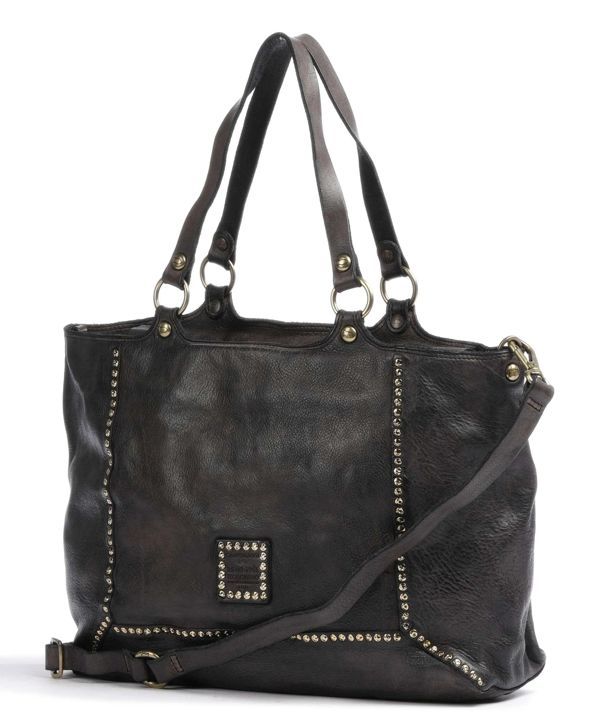  Campomaggi Borsa shopper pelle di vacchetta grana marrone scuro  